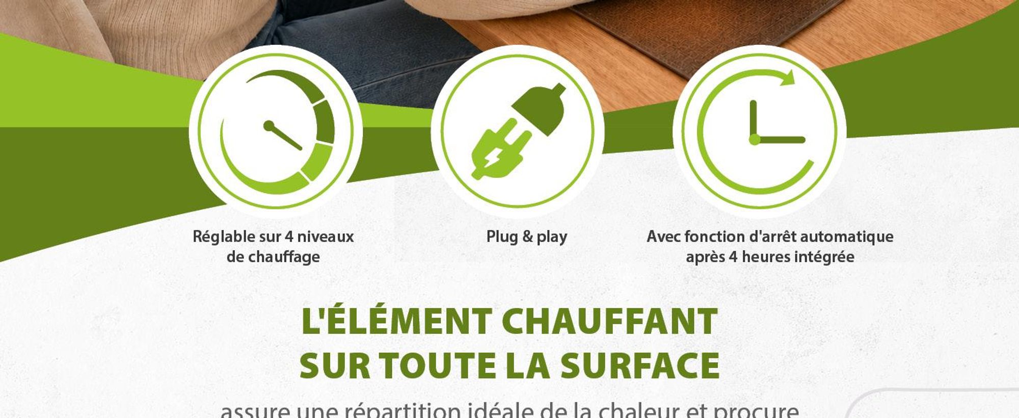 Sous-mains Tapis de souris chauffé 60x36cm 4 niveaux de chauffage Arrêt automatique Surface de bureau Surface de bureau Sous-mains