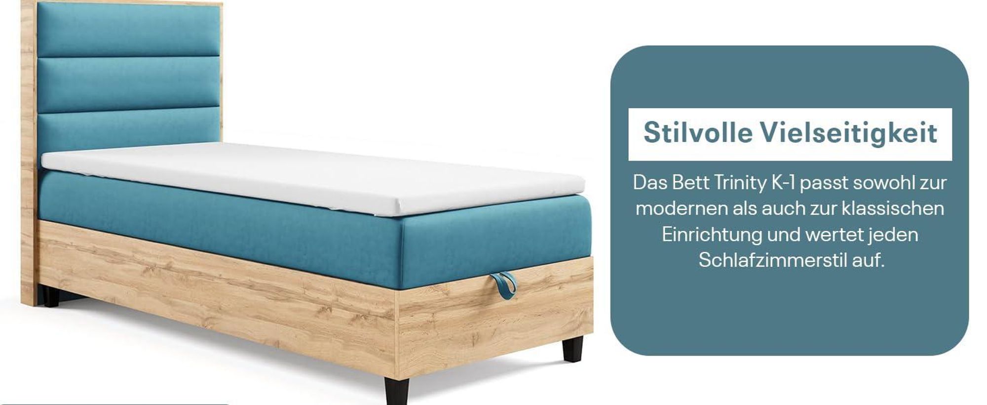 Trinity K-1 Einzelbett 100x200 Mintgrün | Boxspringbett mit Bettkasten | Bonellfederkern & Topper|Polsterbett mit Kopfteil|Lieferung Bordsteinkante
