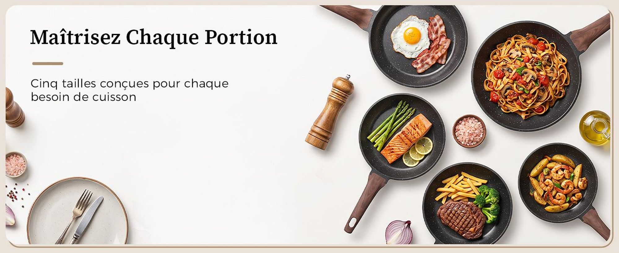 Poêle YASHE 20 cm grise, 0,77 L, antiadhésive et induction