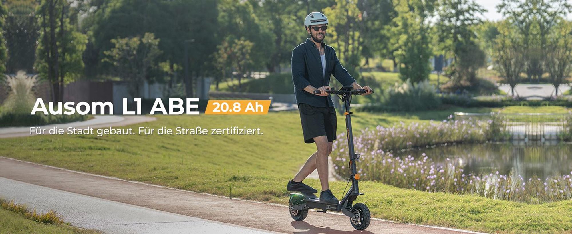 Ausom L1 ABE E-Scooter 90km Reichweite 930W Peak 10 Zoll Tubeless NFC E-ABS StVZO faltbar