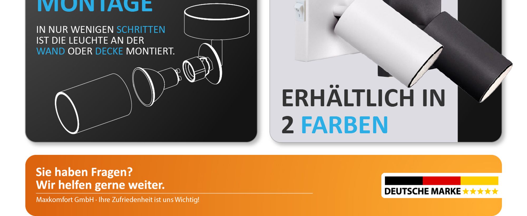GU10 Deckenleuchte ProSpot 866-1 Schwarz – 1-flammig, Aluminium, IP20