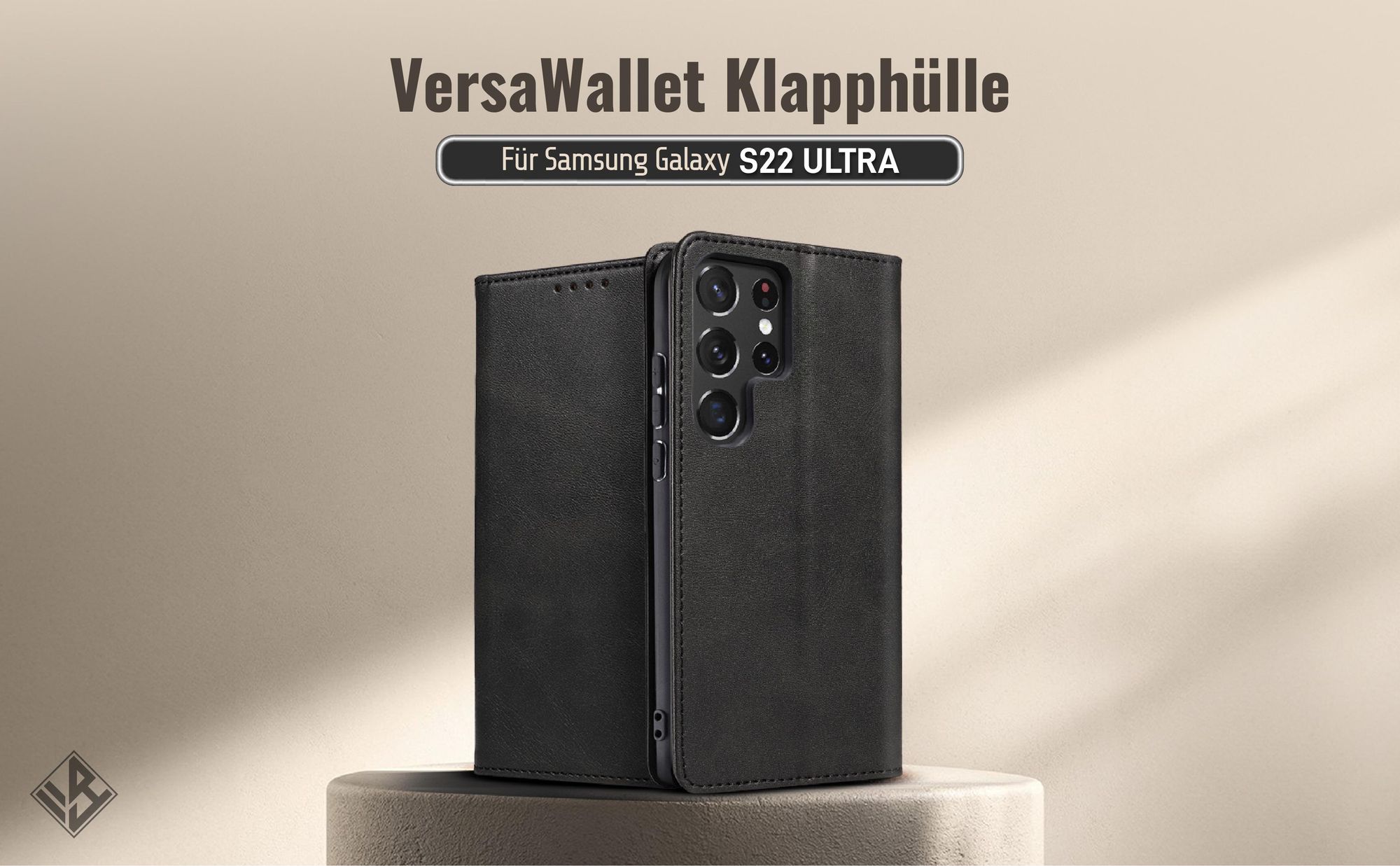 Schwarze Klapphülle für das Samsung Galaxy S22 Ultra mit Wallet-Funktion
