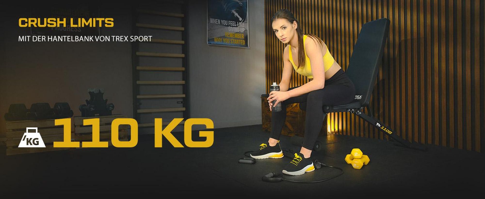 TREX SPORT Hantelbank klappbar TX-110B | Trainingsbank 7-fach verstellbare Rückenlehne | Home Gym Flachbank, Schrägbank inkl. Expander, rutschfest
