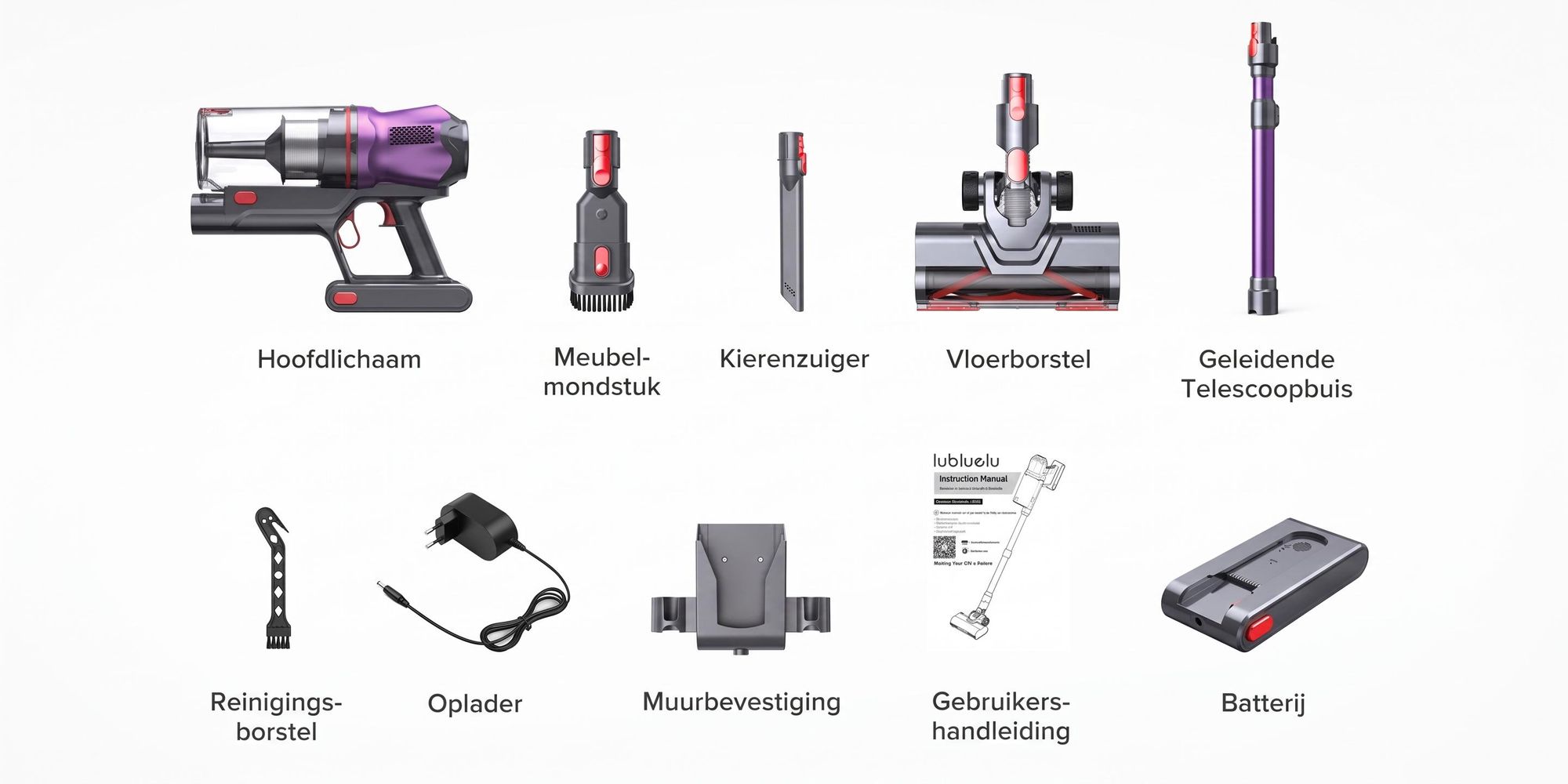 Lubluelu G20 Steelstofzuiger 80000Pa 450W, Draadloze Handstofzuiger, 60 Min Gebruiksduur, Smart Display, Anti-Klit Borstel