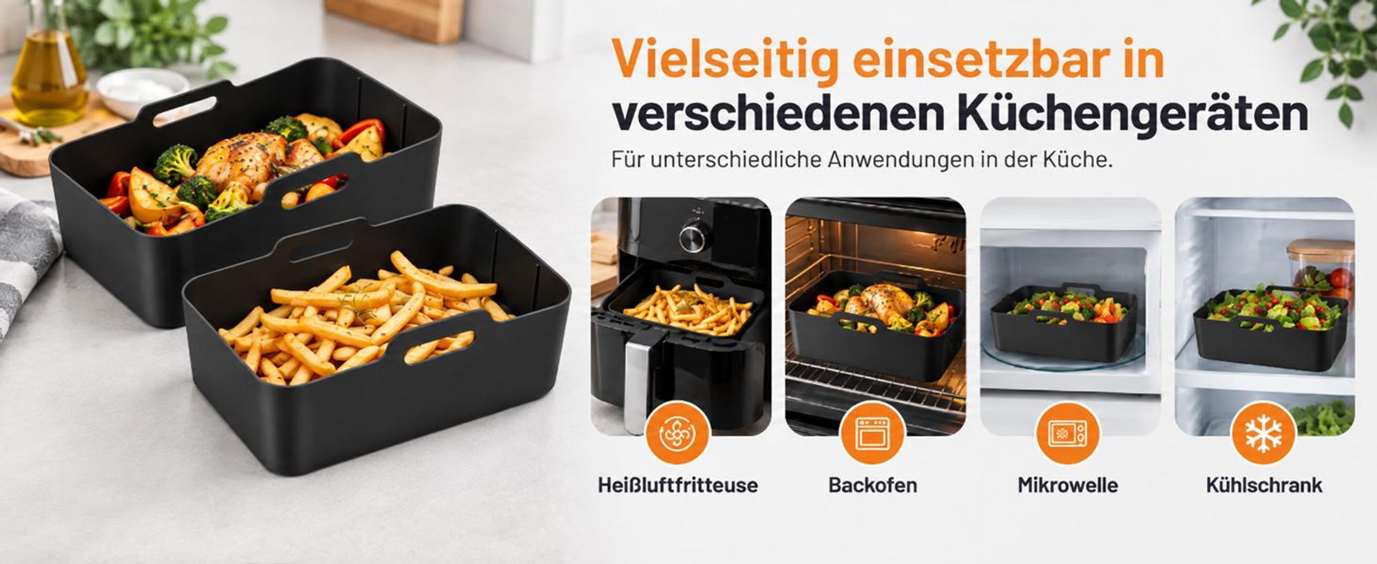 19-tlg. Heißluftfritteuse Zubehör Set für Ninja AF300EU AF400EU, mit 2 Silikonformen, Grillrost, Spießen, Backpapier & Küchenzubehör