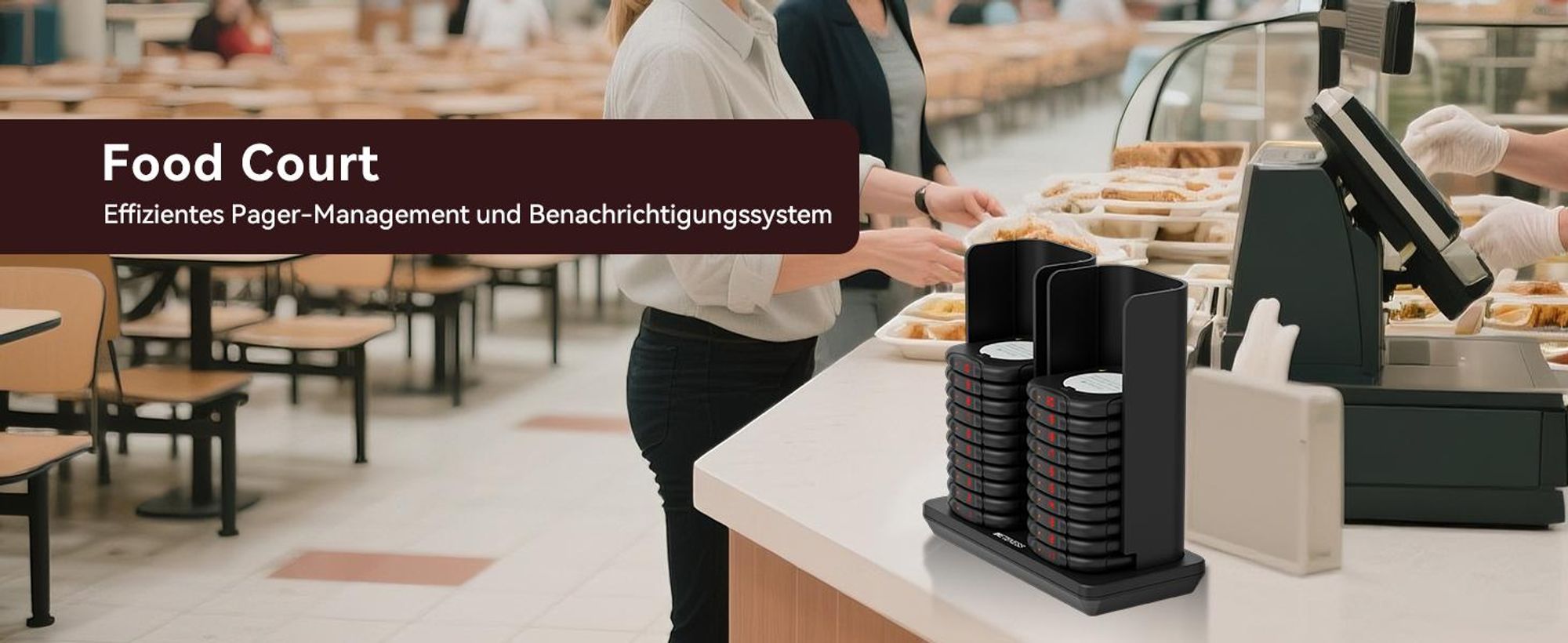 Retekess TD186 Restaurant Pager System, 20 Pager, 600 m, Kippdesign, 64 Rufkombinationen, automatische Weckfunktion, für Restaurant Bars Café
