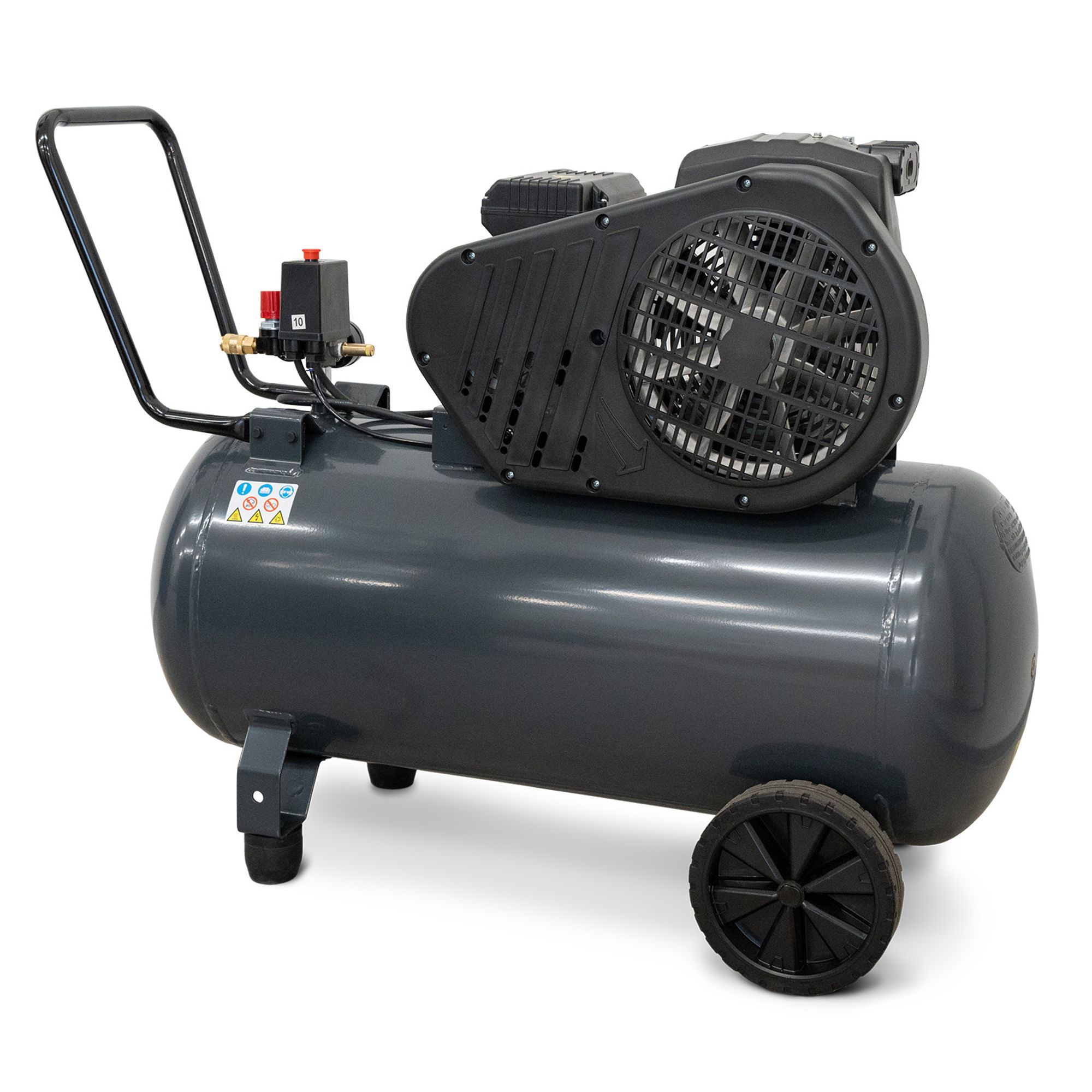 Weber Druckluft Kompressor 10 bar Arbeitsdruck 100L Tank 335 l/min grau 230 V Werkstattkompressor Schnellkupplung Druckluftkompressor