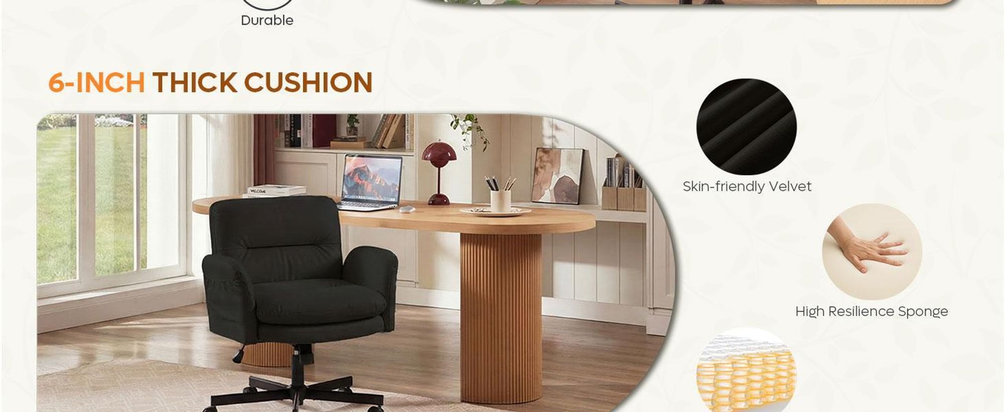 Bestier Schreibtischstuhl,gepolsterter Sitz, höhenverstellbar,verstellbare Armlehnen,Drehstuhl mit Rollen,für Homeoffice,Kommode, Schminktisch,Schwarz