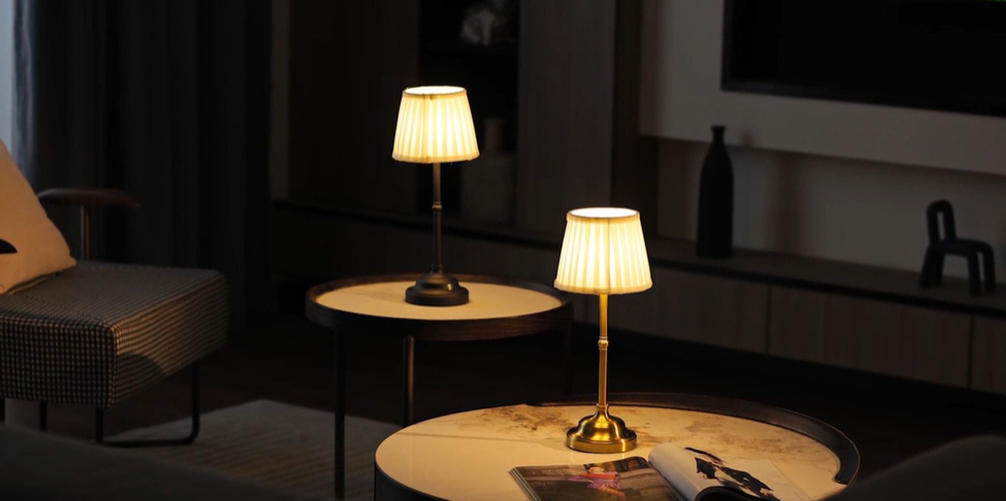 2erTragbare kabellose Schreibtischlampe, 5000 mAh, USB-Aufladung, stufenlose LED-Dimmung, Nachttischlampe, geeignet Schlafzimmer, Wohnzimmer，Esszimmer