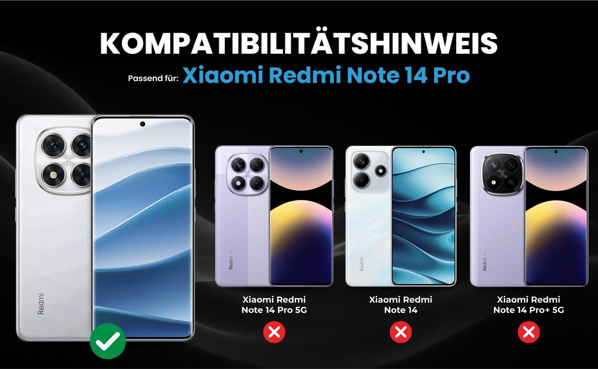 Kompatibilitätshinweise Hülle für Xiaomi Redmi Note 14 Pro