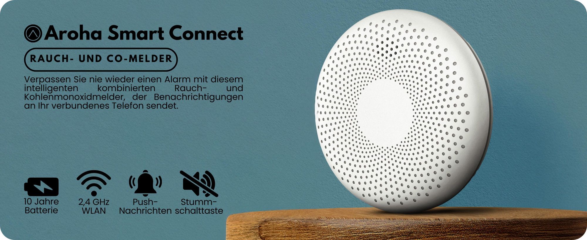Aroha Smart Connect Kombination Rauchmelder und Kohlenmonoxid CO-Melder WLAN - 10 Jahre Batterie, mit App Tuya - 3 set