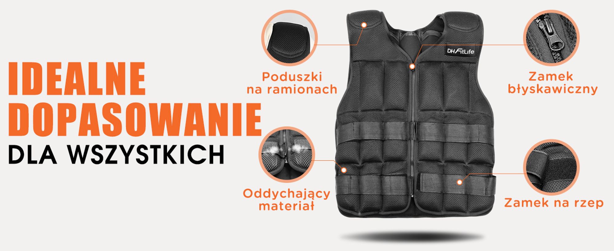 DH FitLife regulowana kamizelka obciążeniowa 20KG, do budowy mięśni i treningu siłowego, kamizelka biegowa dla kobiet i mężczyzn, kamizelka treningowa