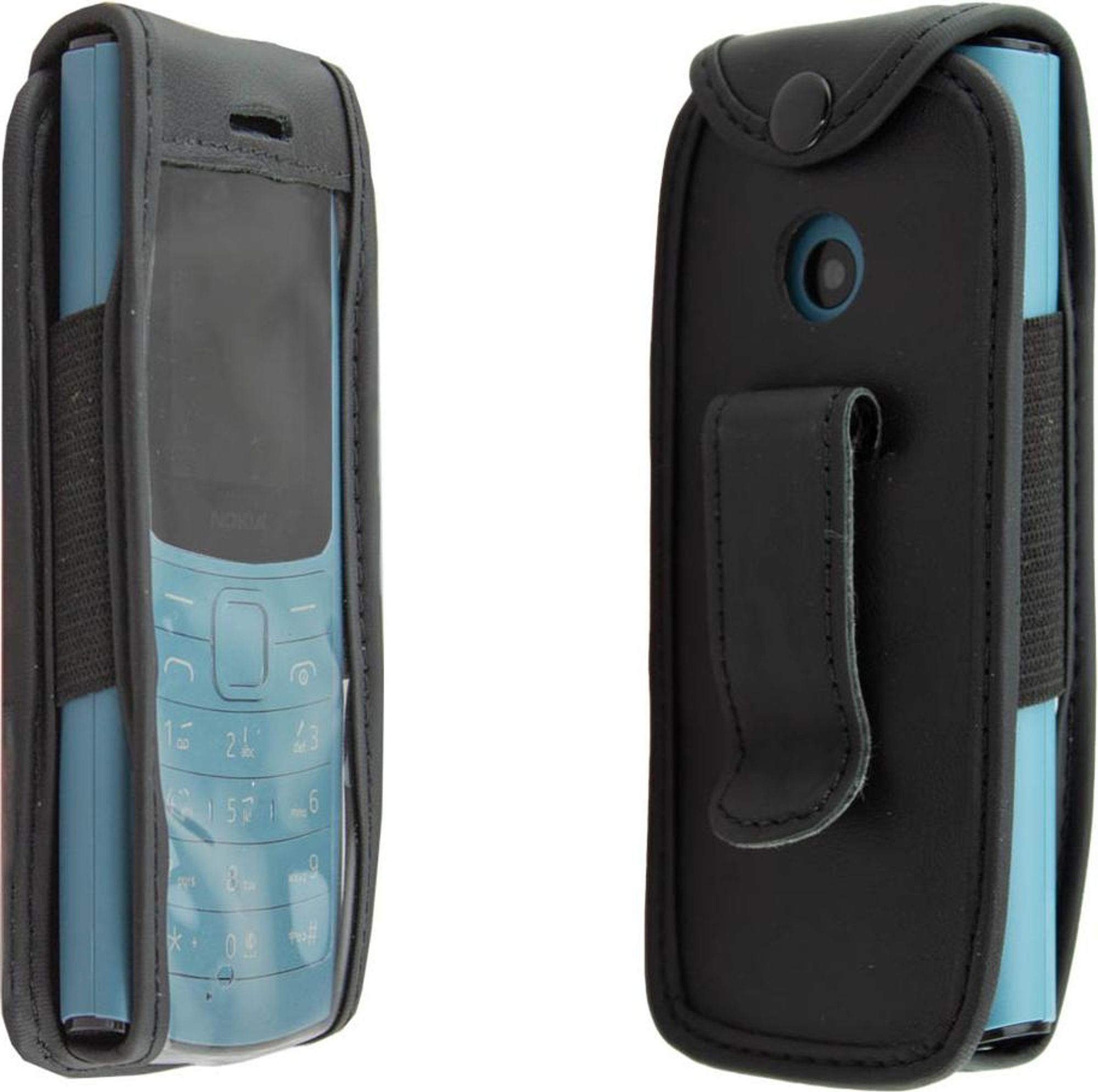 caseroxx Ledertasche mit Gürtelclip kompatibel mit Nokia 105/110 4G (2021, 2023, 2024) aus Echtleder, Tasche mit Gürtelclip und Sichtfenster  Bild 1