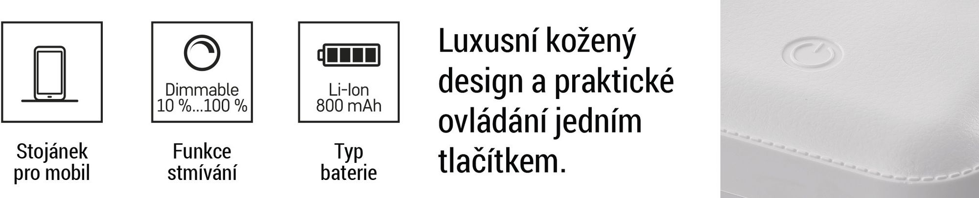 EMOS LED nabíjecí stolní lampa AMY 6W, 200lm, 800mAh Li-Ion, doba svícení 35h, stojan na mobil, stmívatelná, nast. barva světla, 1,2m kabel USB, Z7631