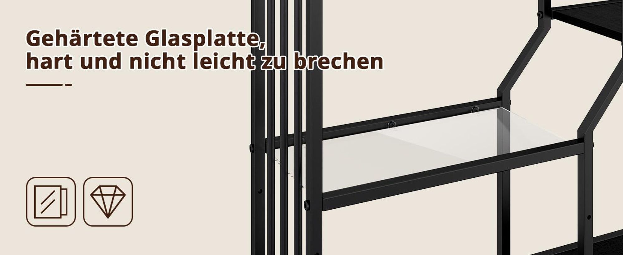 Puluomis LED Wandregal 100cm mit RGB-Beleuchtung & App-Steuerung, Beleuchtetes Regal, 5mm Sicherheitsglas, inkl. 2 Tassenhalter & Weinglashalter