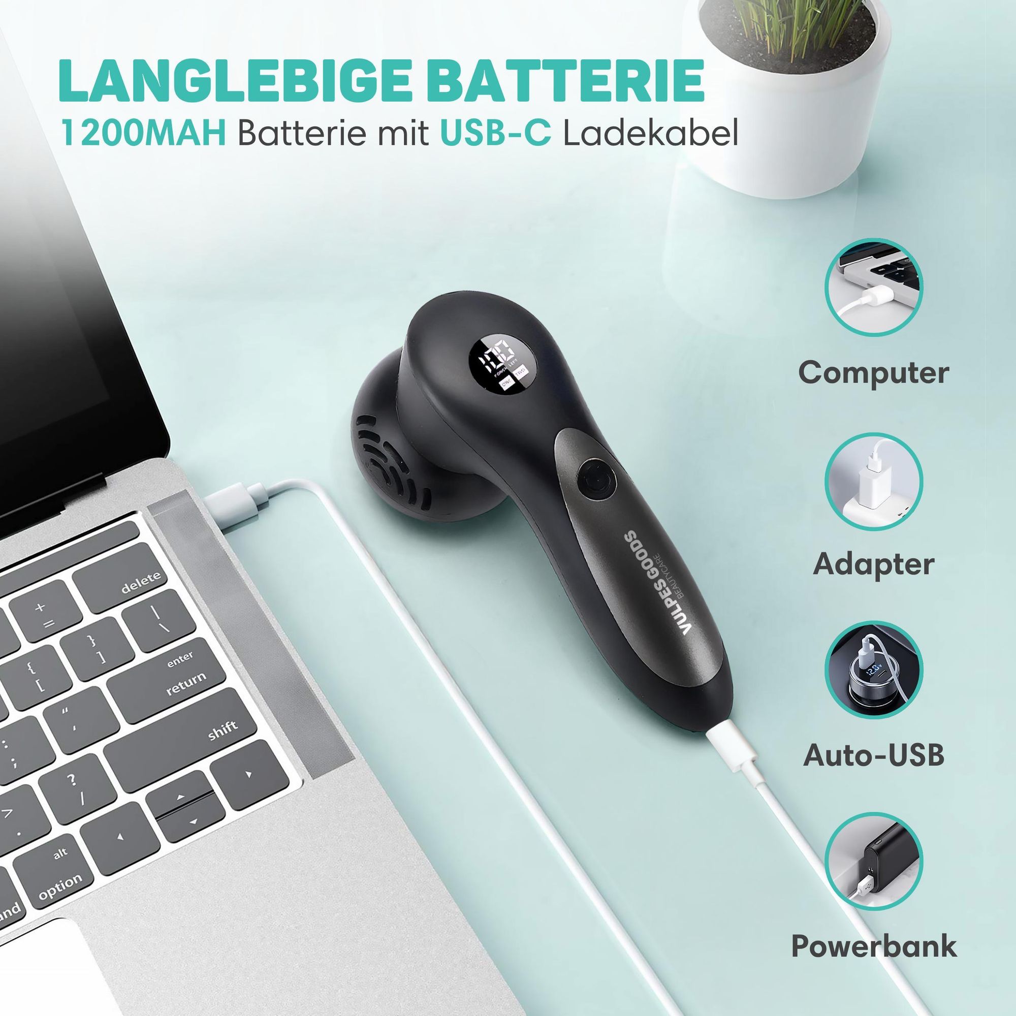 Vulpes Goods Elektrischer Hornhautentferner PRO, Professionelles Hornhautentferner Set, Fußfeile, USB Wiederaufladbar, Wasserdicht