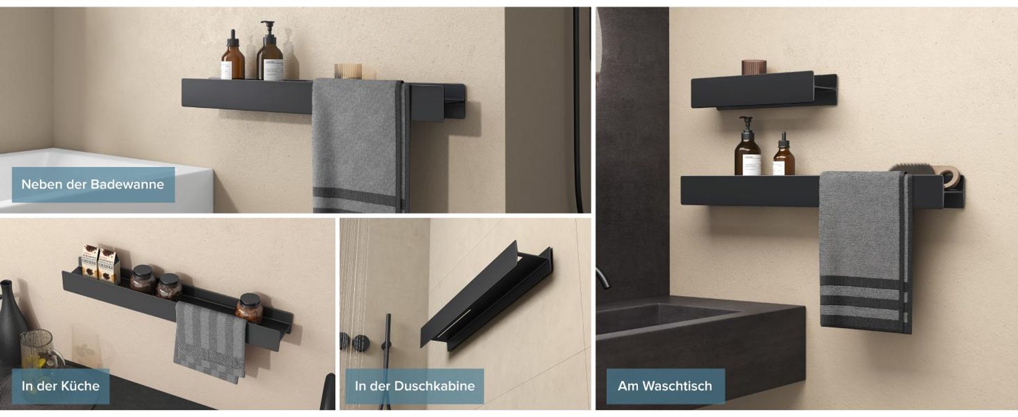 doporro Duschablage ohne Bohren mit Schrauben, 40 cm Badezimmer Organizer und Duschregal, Wandregal aus Aluminiumlegierung, Matt Weiß Reglo-03