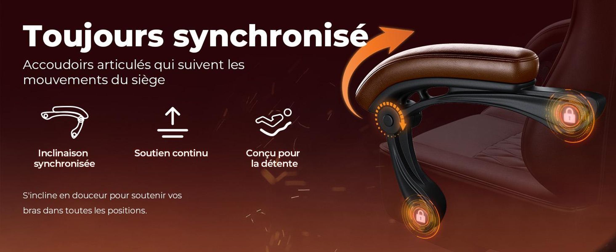 Fauteuil gaming GTPLAYER, fauteuil de bureau, fauteuil PC ergonomique, fauteuil pivotant réglable en hauteur, accoudoirs avec mécanisme synchrone, coussin lombaire, appui-tête