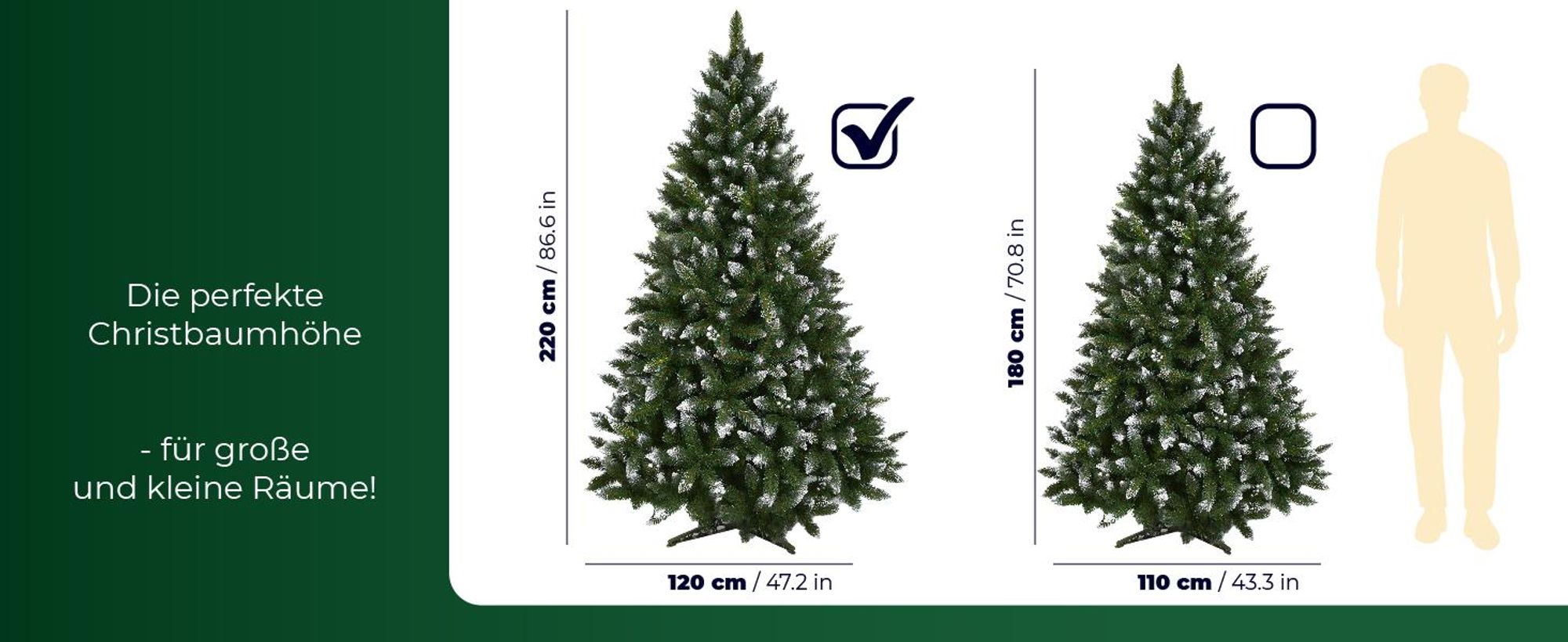 KADAX künstlicher Weihnachtsbaum mit silbernen Kügelchen und Raureif, 220cm Tannenbaum aus PVC