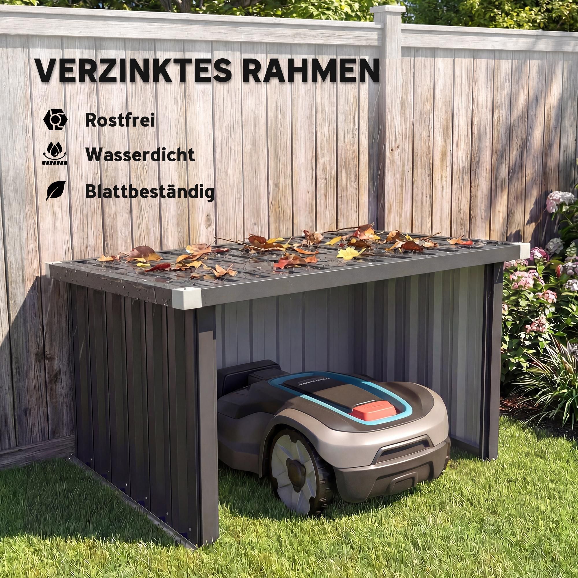 Rasenroboter Carport dunkelgrau