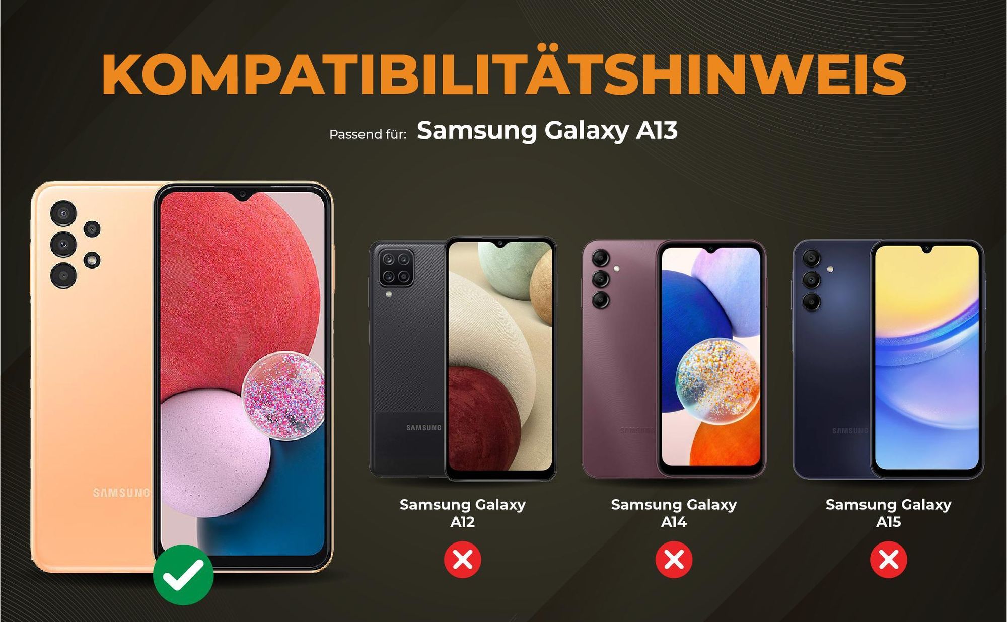 Kompatibilitätshinweise Hülle für Samsung Galaxy A13