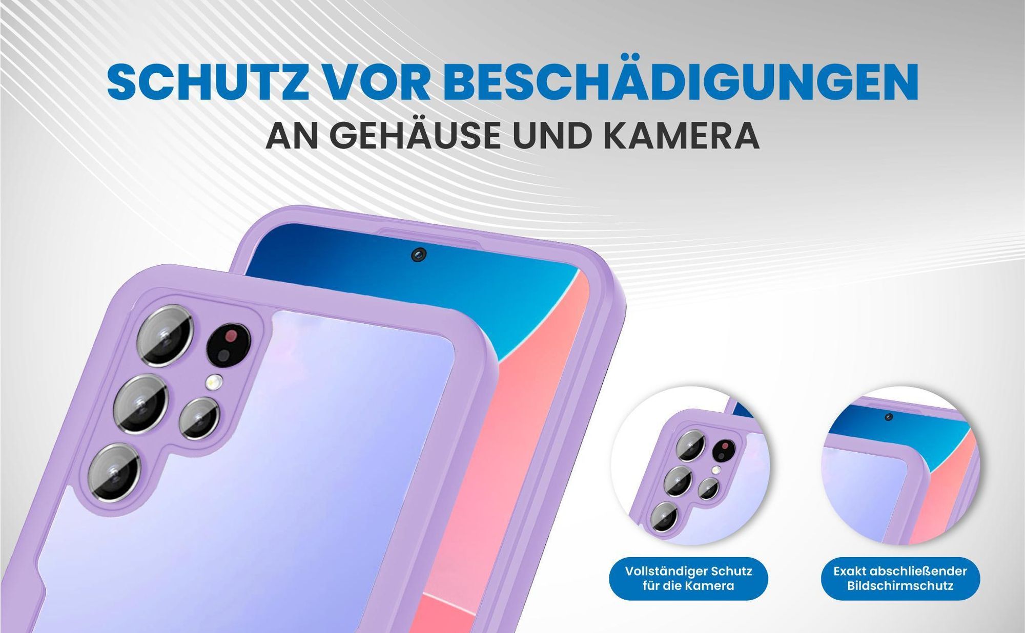 Violette 360 Grad Handyhülle für Samsung Galaxy S22 Ultra Front und Backcover