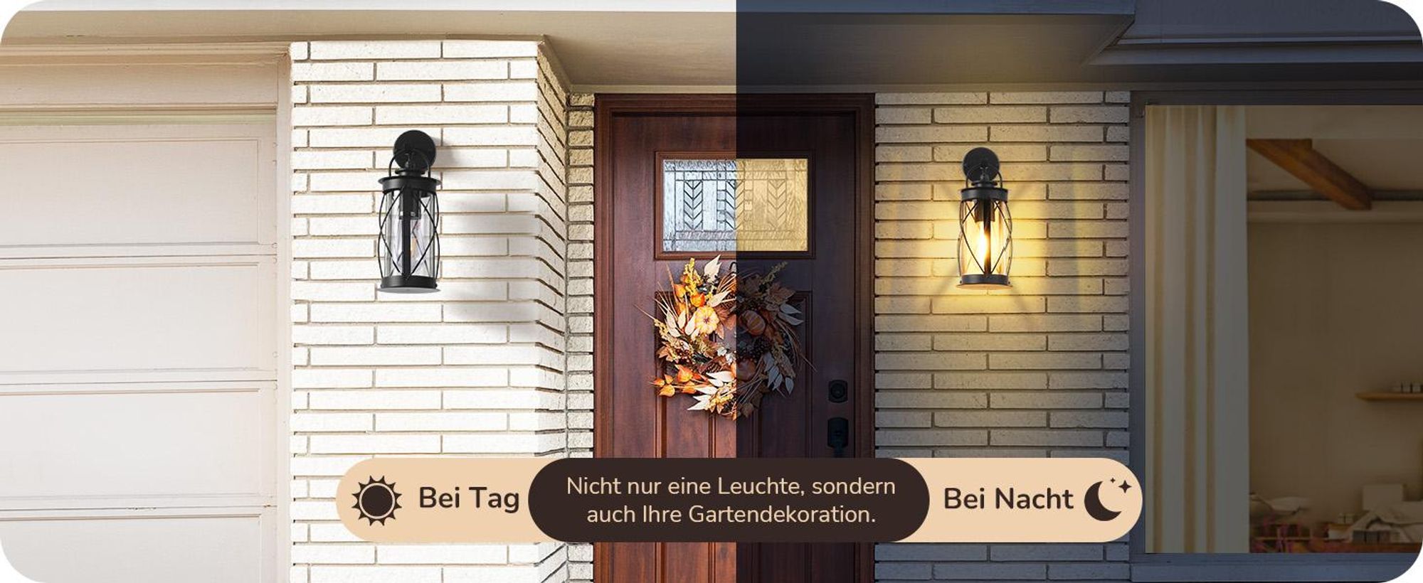EDISHINE Wandleuchte Außen/Innen, Wandlampe mit Aluminiumrahmen und E27-Fassung, IP44 wasserdicht, Schwarz