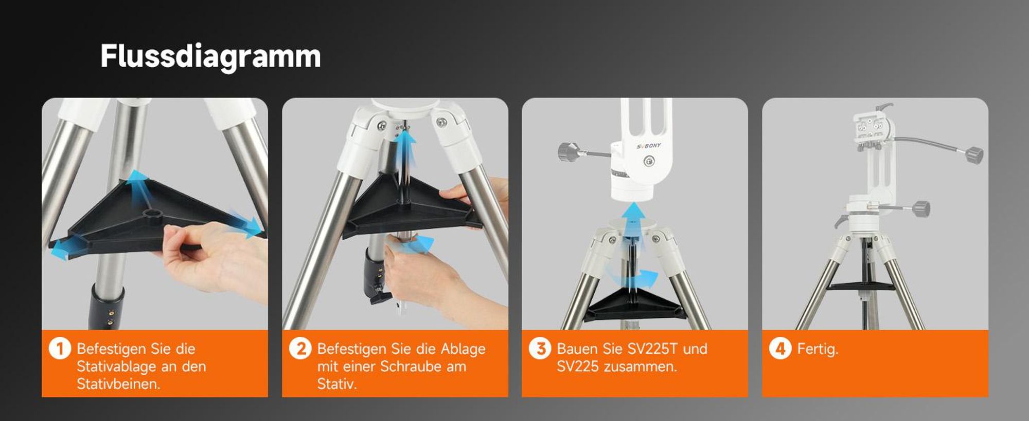 Svbony SV225T Astronomisches Teleskopstativ aus Aluminium, ausziehbares Stativ, tragbares Zubehör, kompatibel mit Alt-Azimut SV225