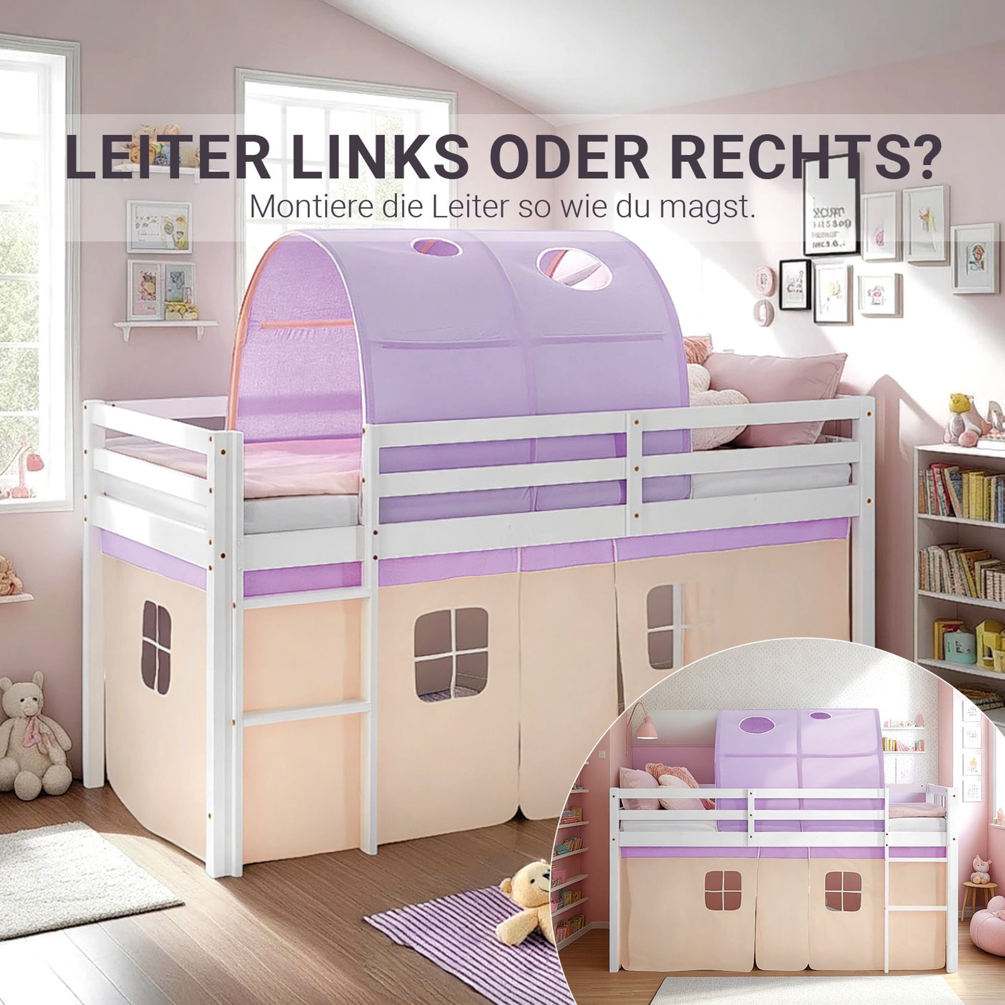 die Leiter ist links oder rechts montierbar