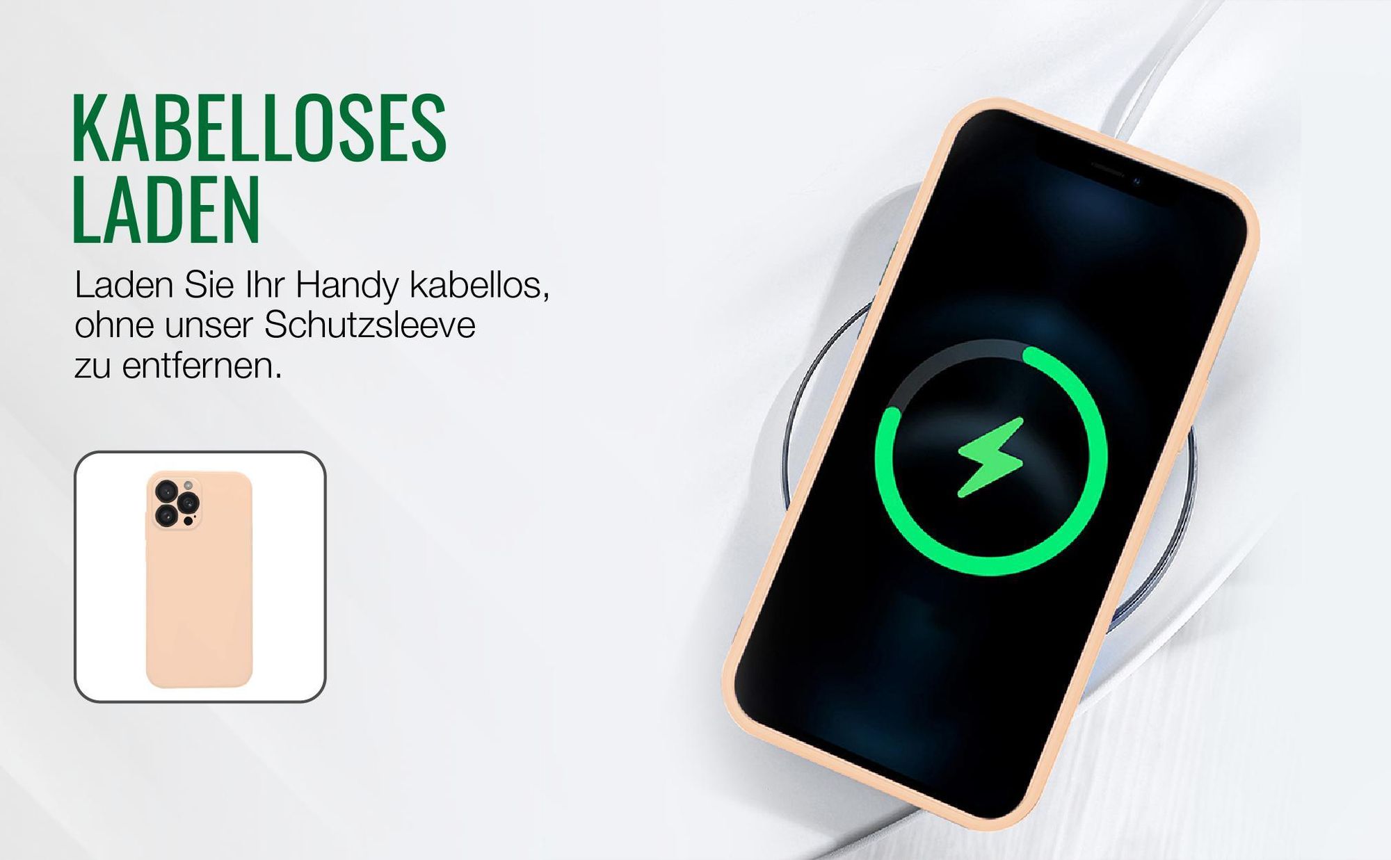 Kabelloses Laden mit Handysleeve in Rosa für Apple iPhone 16 Pro möglich