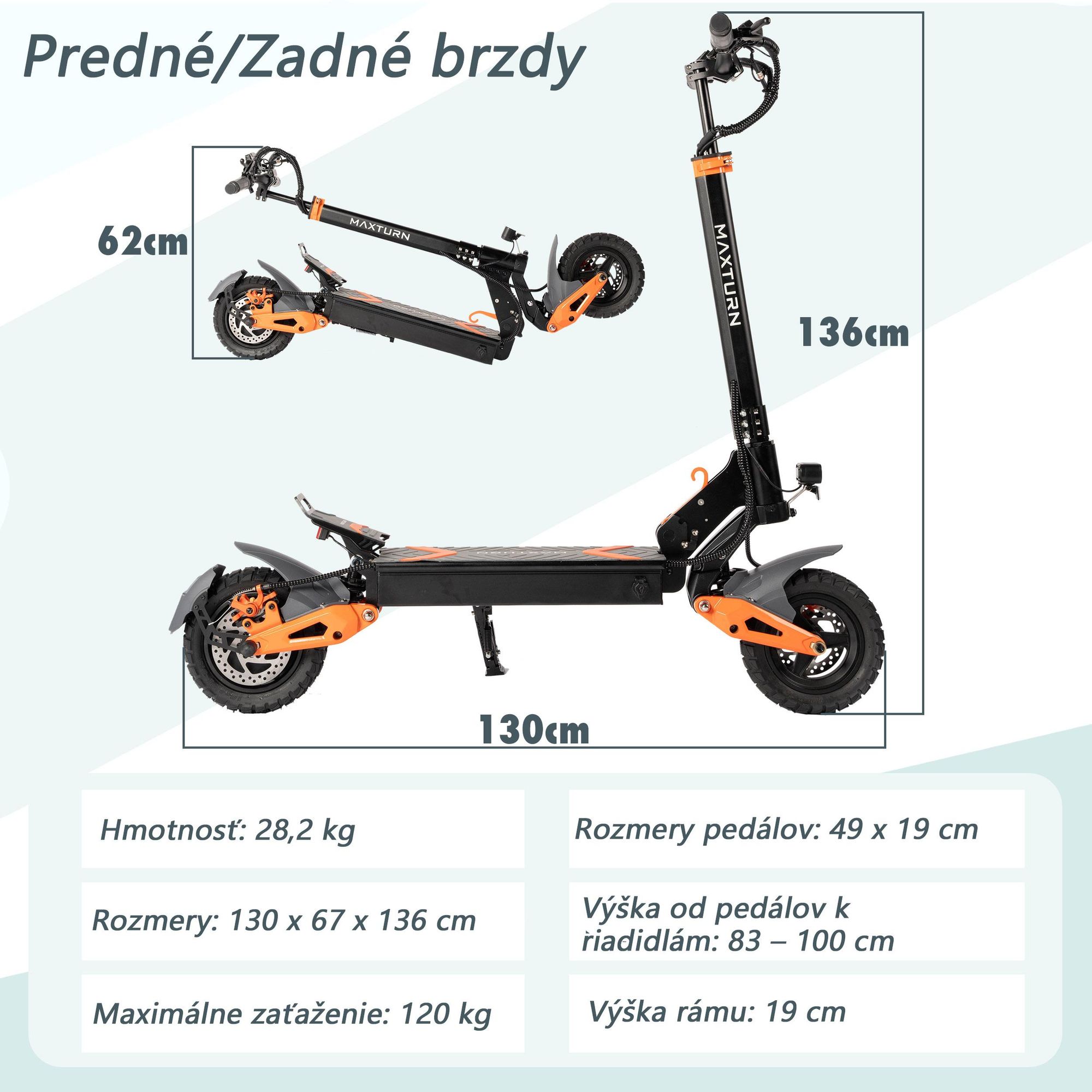 Elektrická Kolobežka MAXTURN X1 - 48V15.6Ah 10'' Tubeless Elektrický Scooter Hliníkový Rám - Čierna