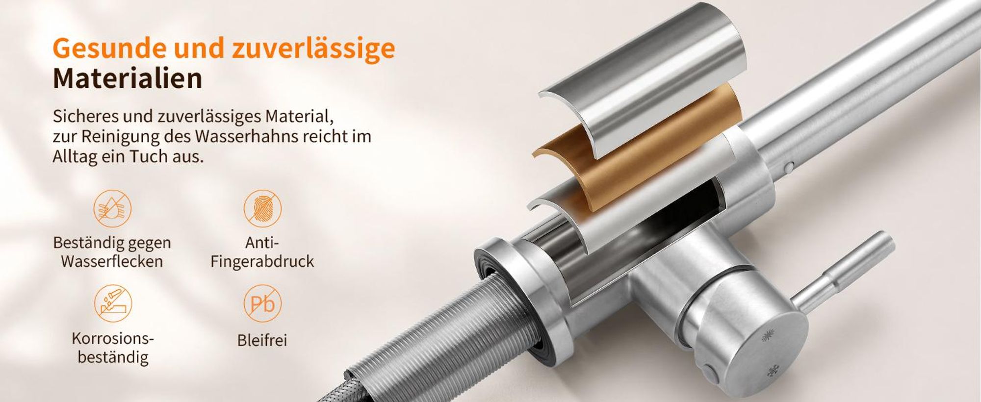Homelody Wasserhahn Küche Edelstahl,Küchenarmatur 360°Schwenkbar,Armatur Küche 3 Strahlarten Geschirrbrause,Hochdruck Mischbatterie Küche mit Brause