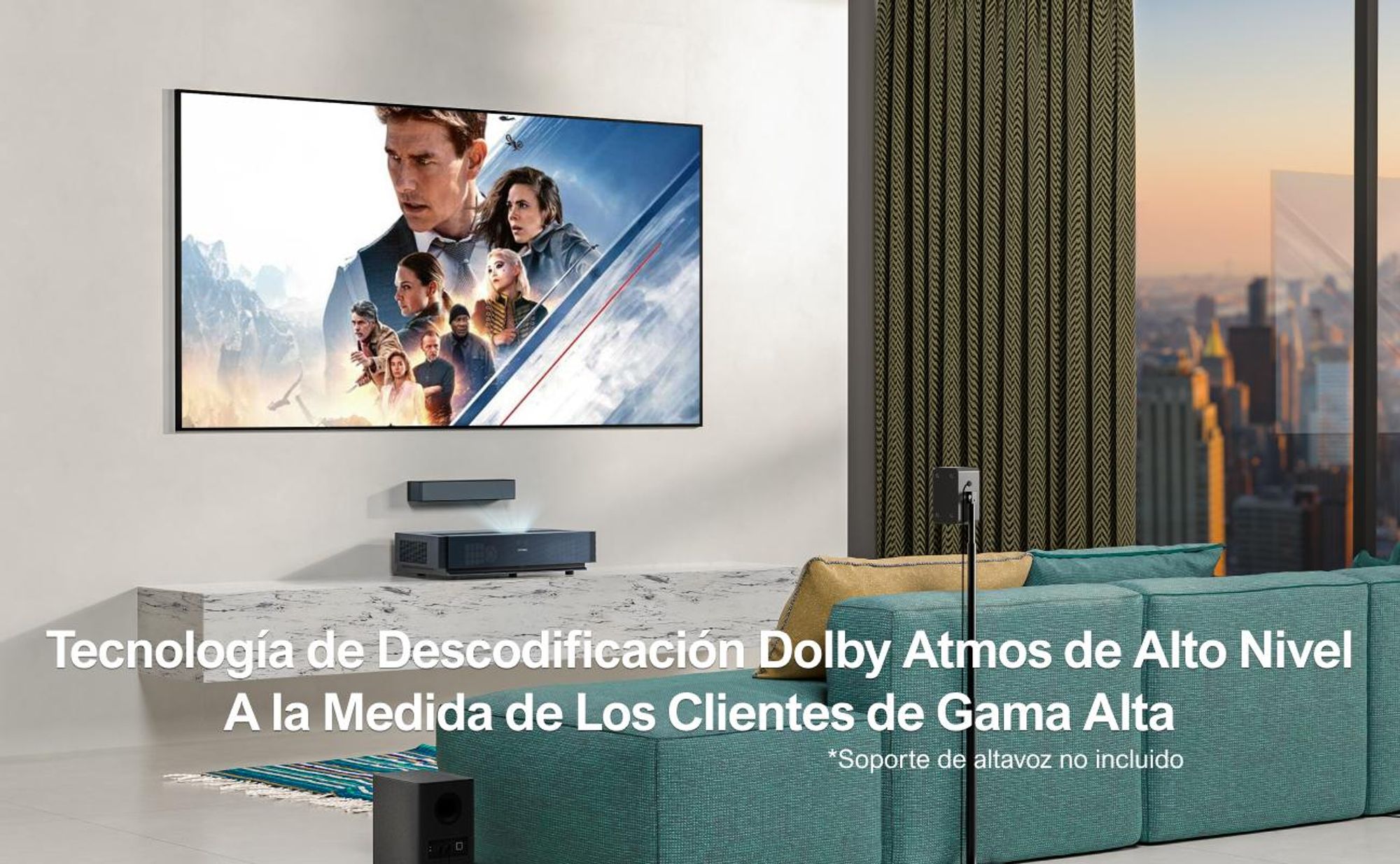 Barra de sonido ULTIMEA 5.1 con Dolby Atmos, sistema de sonido envolvente 3D con subwoofer, 2 altavoces traseros, barra de sonido Bluetooth 5.3 con ecualizador de graves ajustable