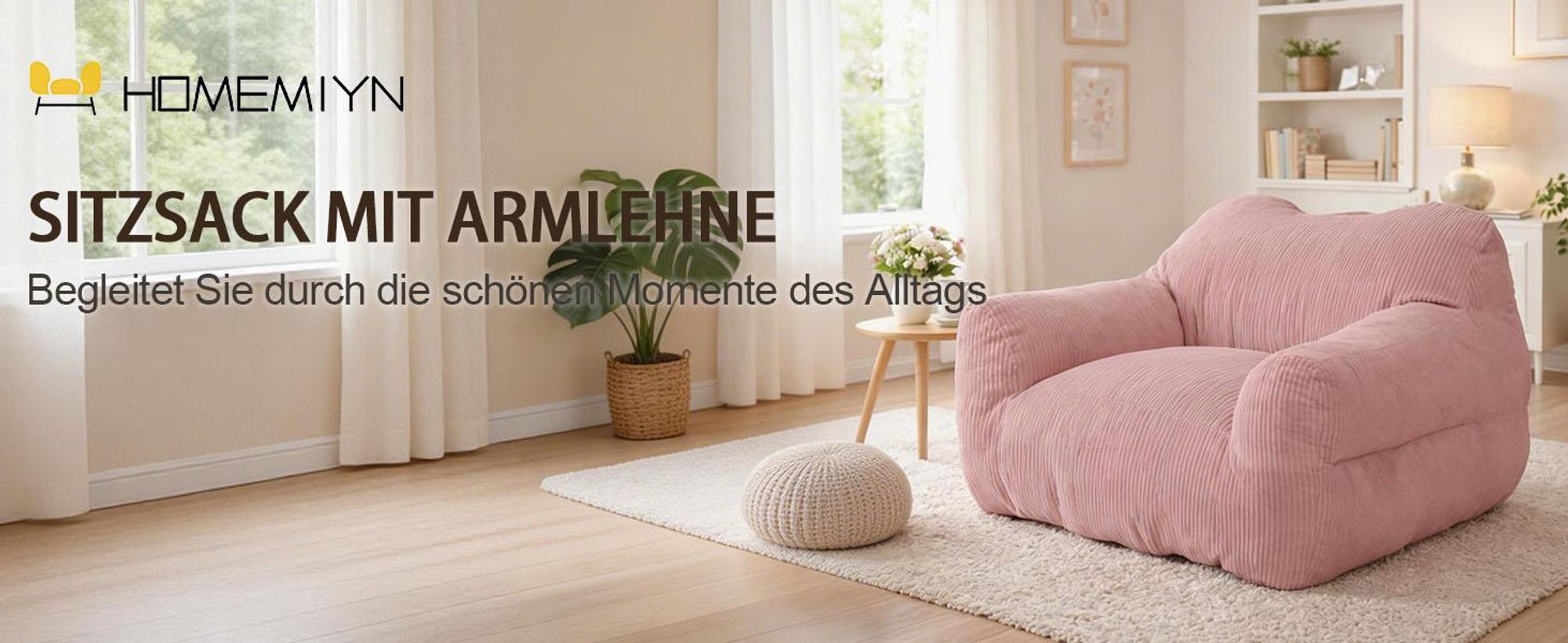 XXL Sitzsack für Erwachsene mit Schaumstofffüllung, quadratisches Bodensofa