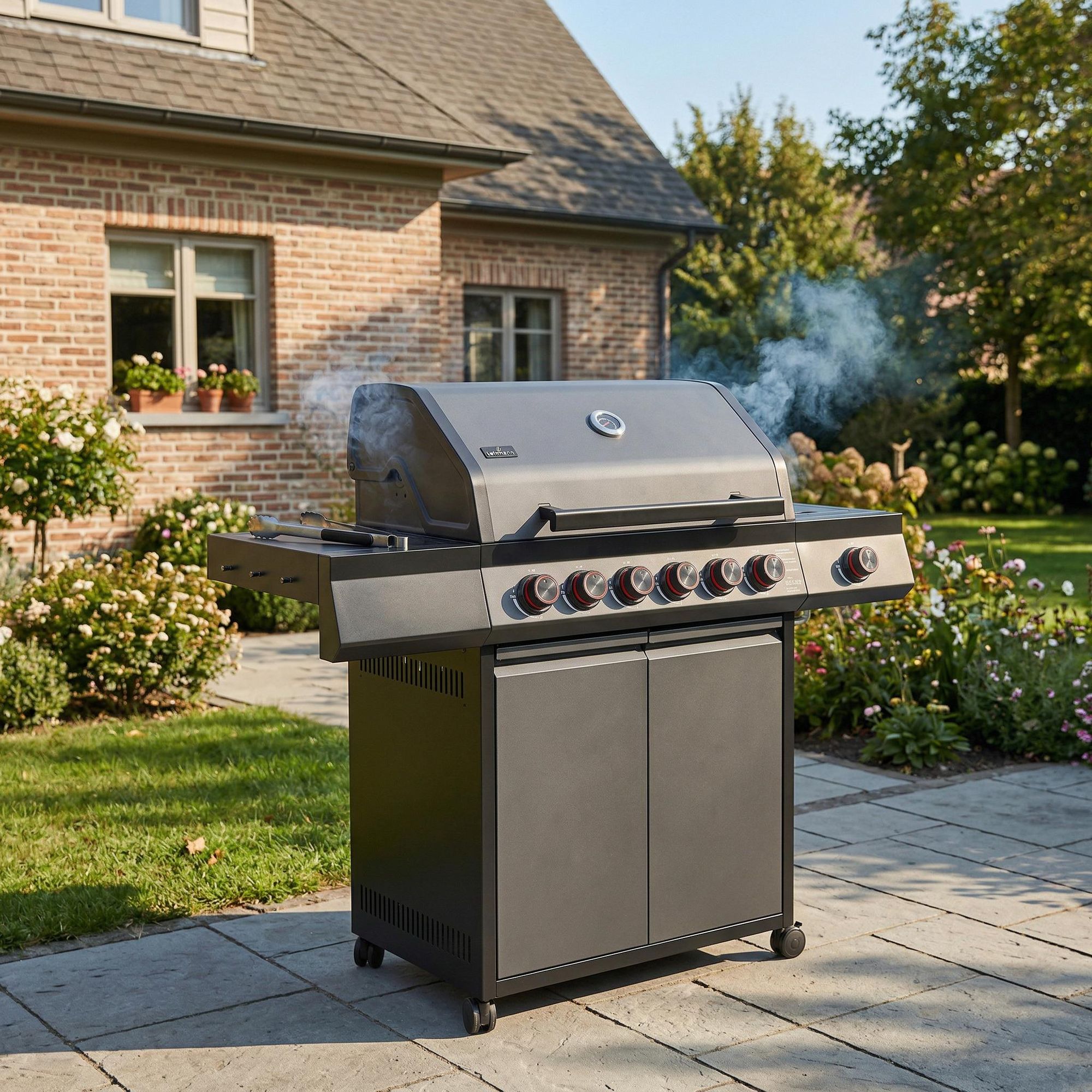 Grill gazowy Ogrodowy żeliwny LEHMANN HOUSTON  6+1 nierdzewny 21 kW +szafka na butlę
