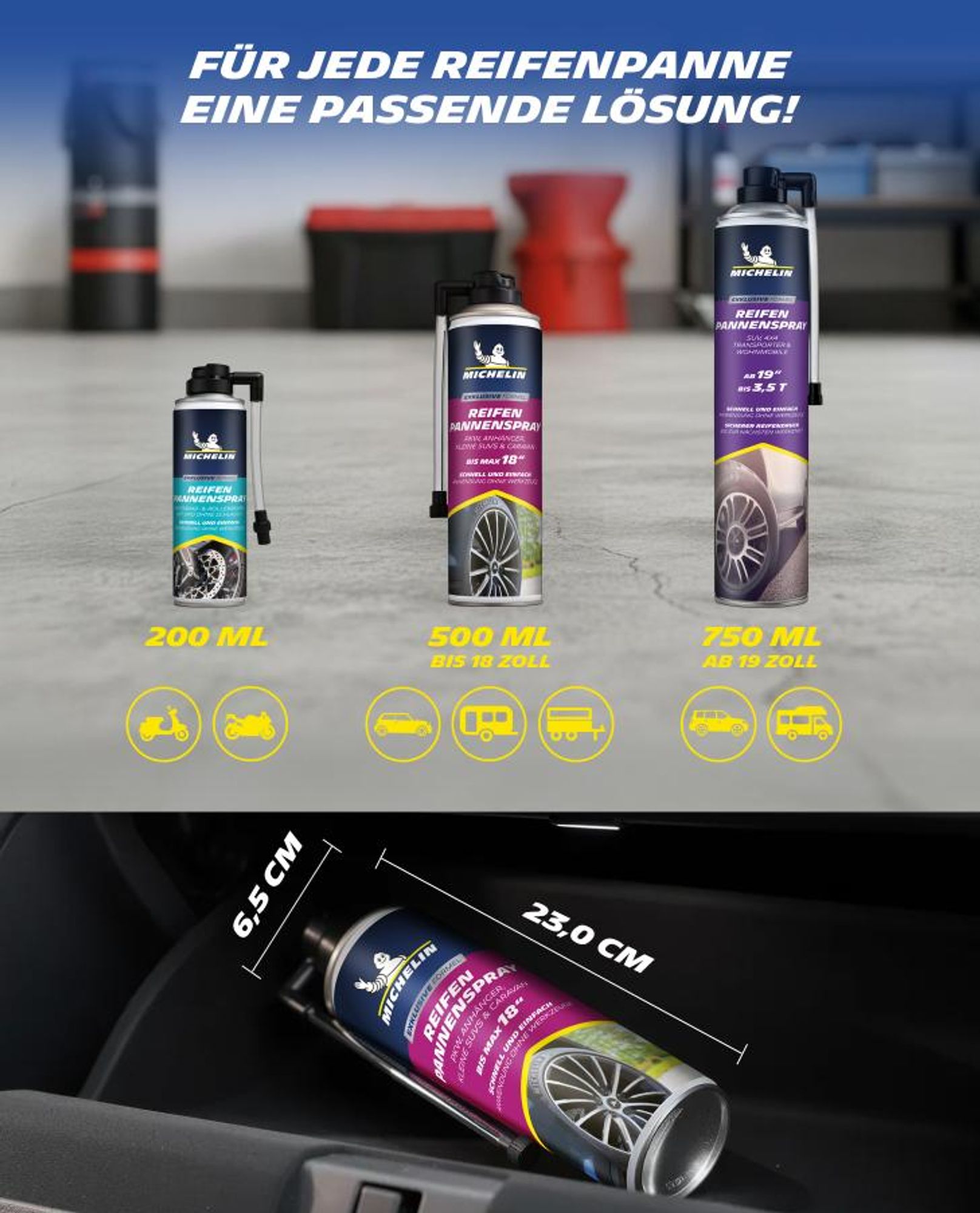MICHELIN Reifenpannenspray 500 ml für PKW, RDKS-kompatibel