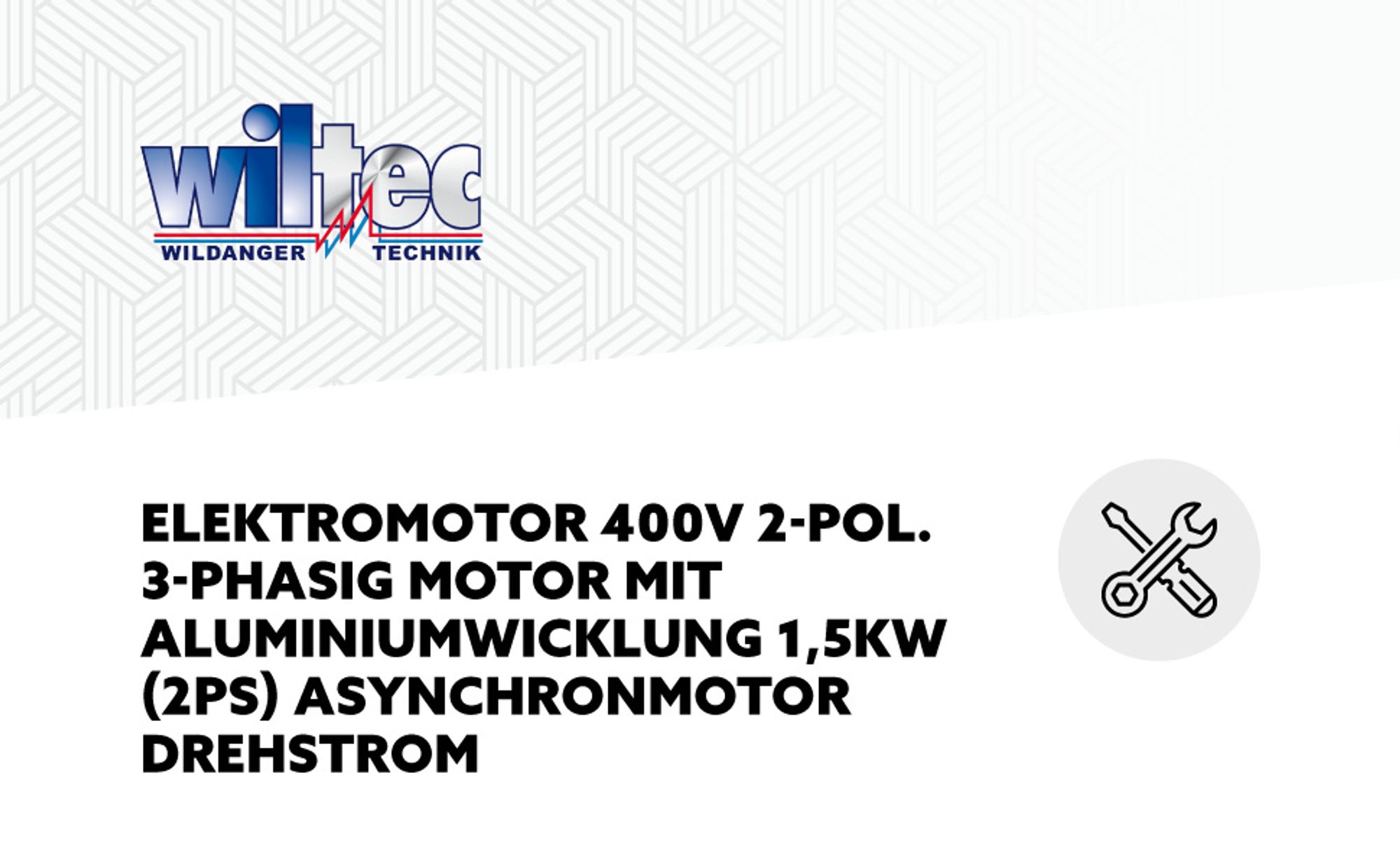 Wiltec Elektromotor 400 V 1,5 kW (2 PS) 3-phasig 2-polig E-Motor in Bauform B3 2830 U/min mit Aluminiumwicklung, Drehstrommotor