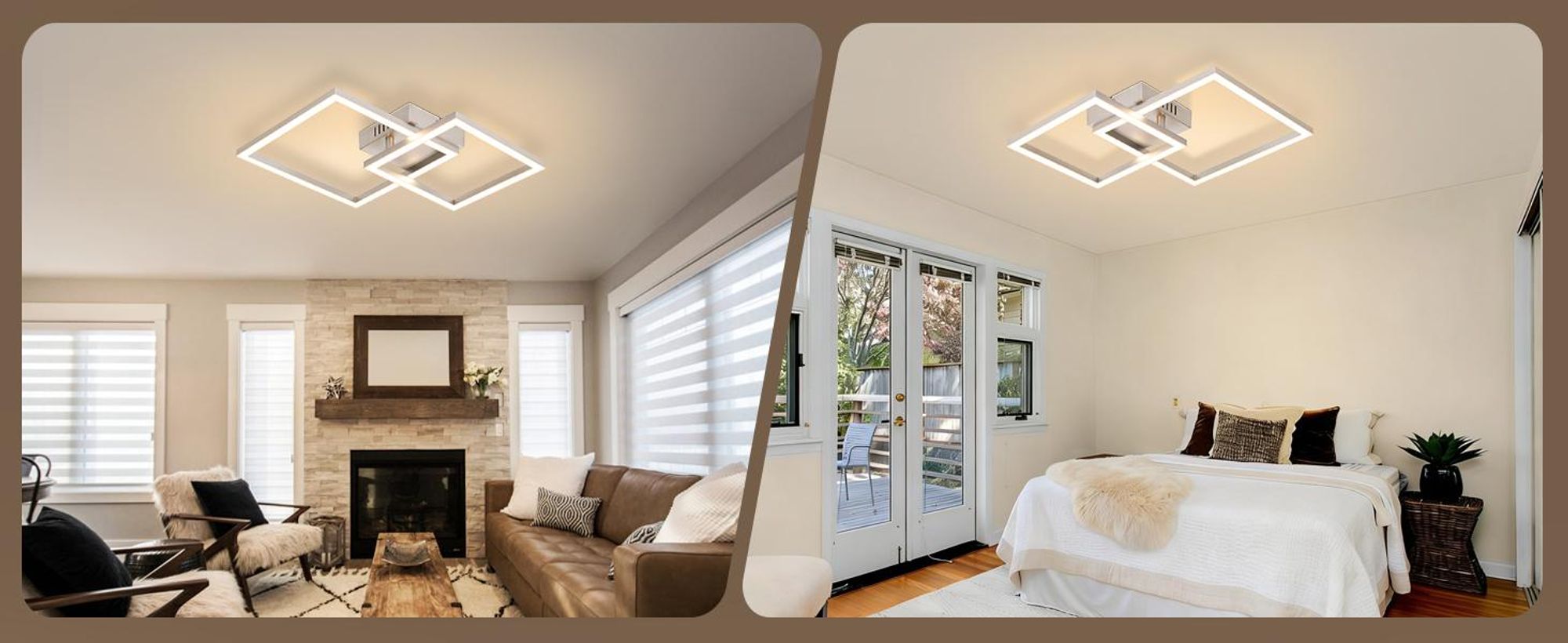 ZMH Deckenlampe LED Deckenleuchte Küche 20W Küchenlame 3000K Warmweiß Schlafzimmerlampe Silber Flurlampe Eckig Deckenleuchten für Flur Esszimmer