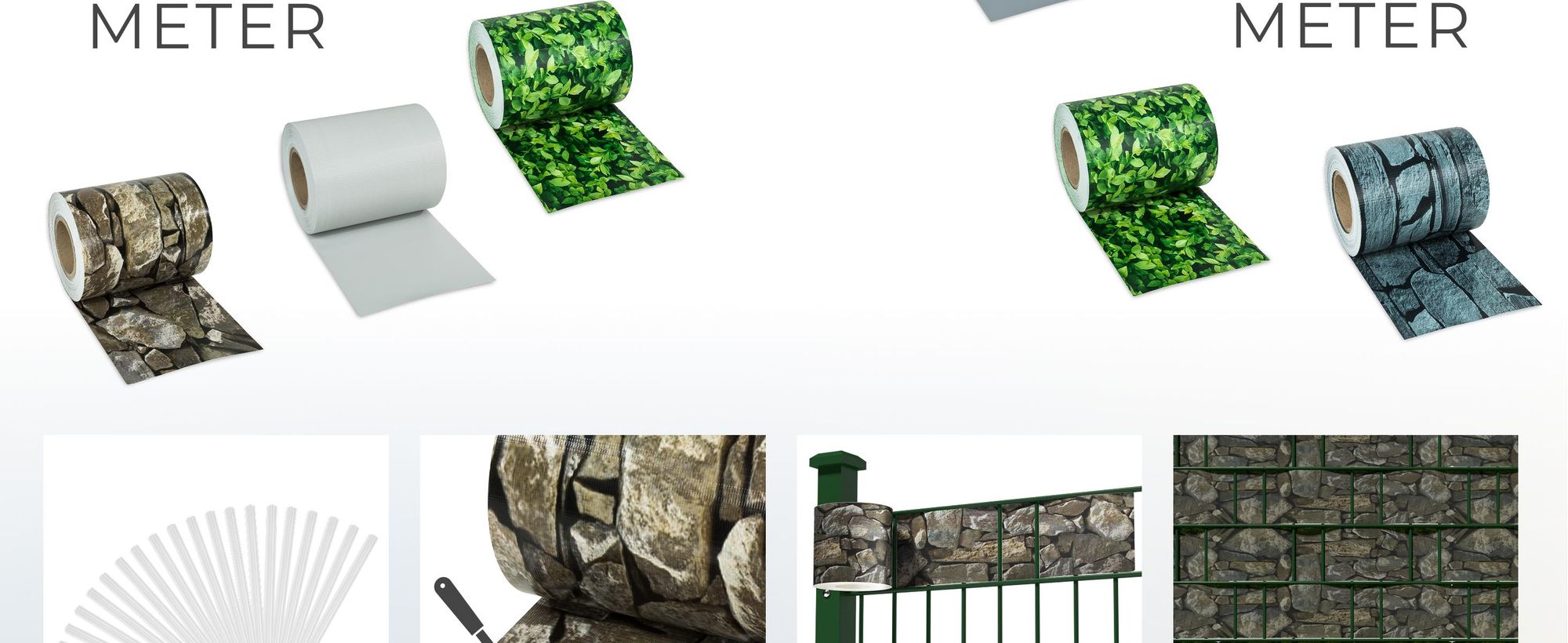 tectake® Sichtschutzstreifen für Einzelstab- und Doppelstabmatten-Zäune leichte Montage, inklusive Befestigungsclips