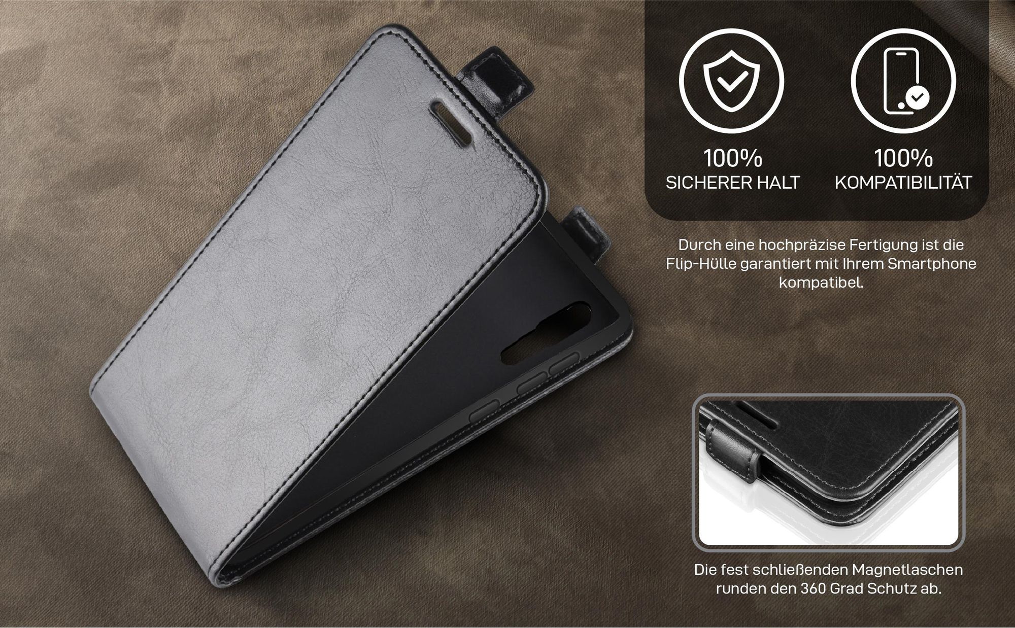 Smartphone Case in Schwarz für Huawei P20 mit Magnetlasche