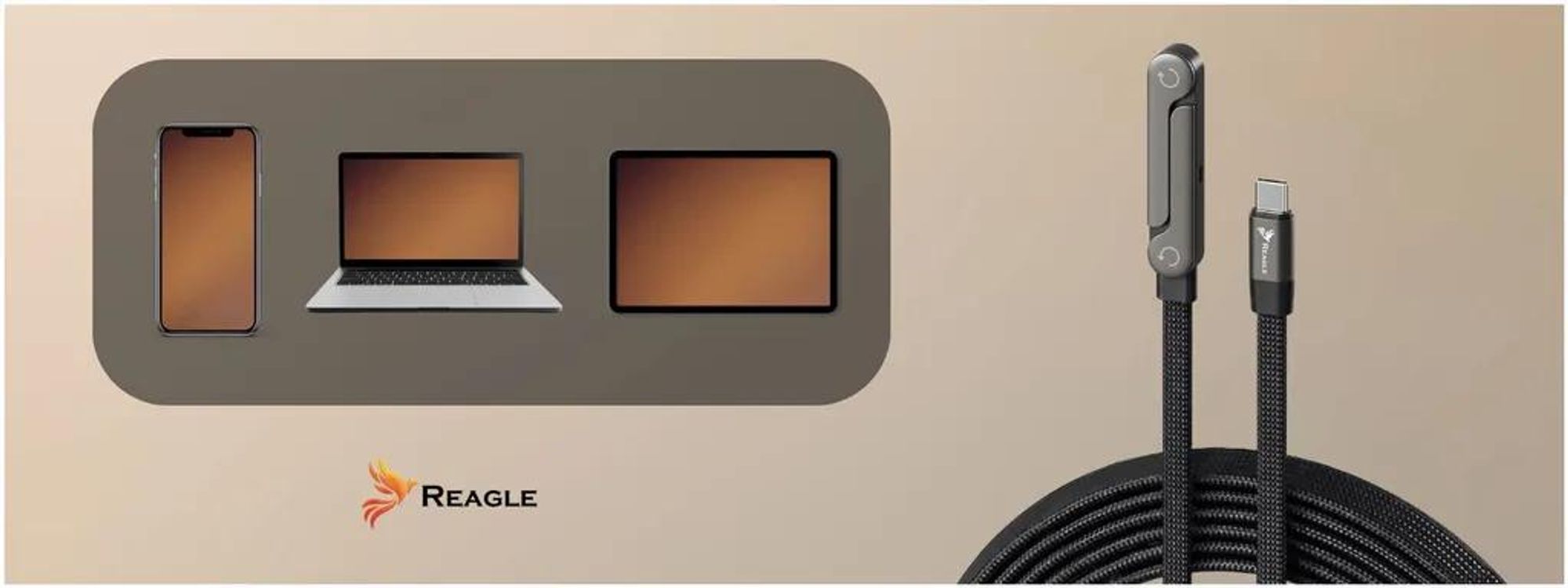 Reagle RUC150POD – USB-C-Kabel mit integriertem faltbarem Smartphone-Ständer