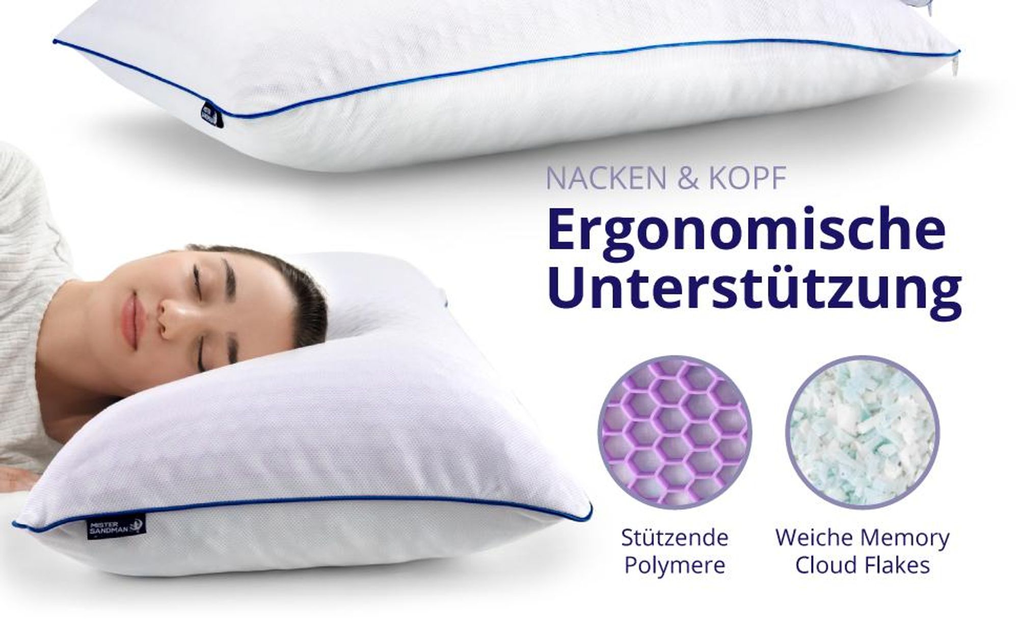 Orthopädisches Kopfkissen 40x80, 2er Set mit Memory Foam für individuellen Schlafkomfort