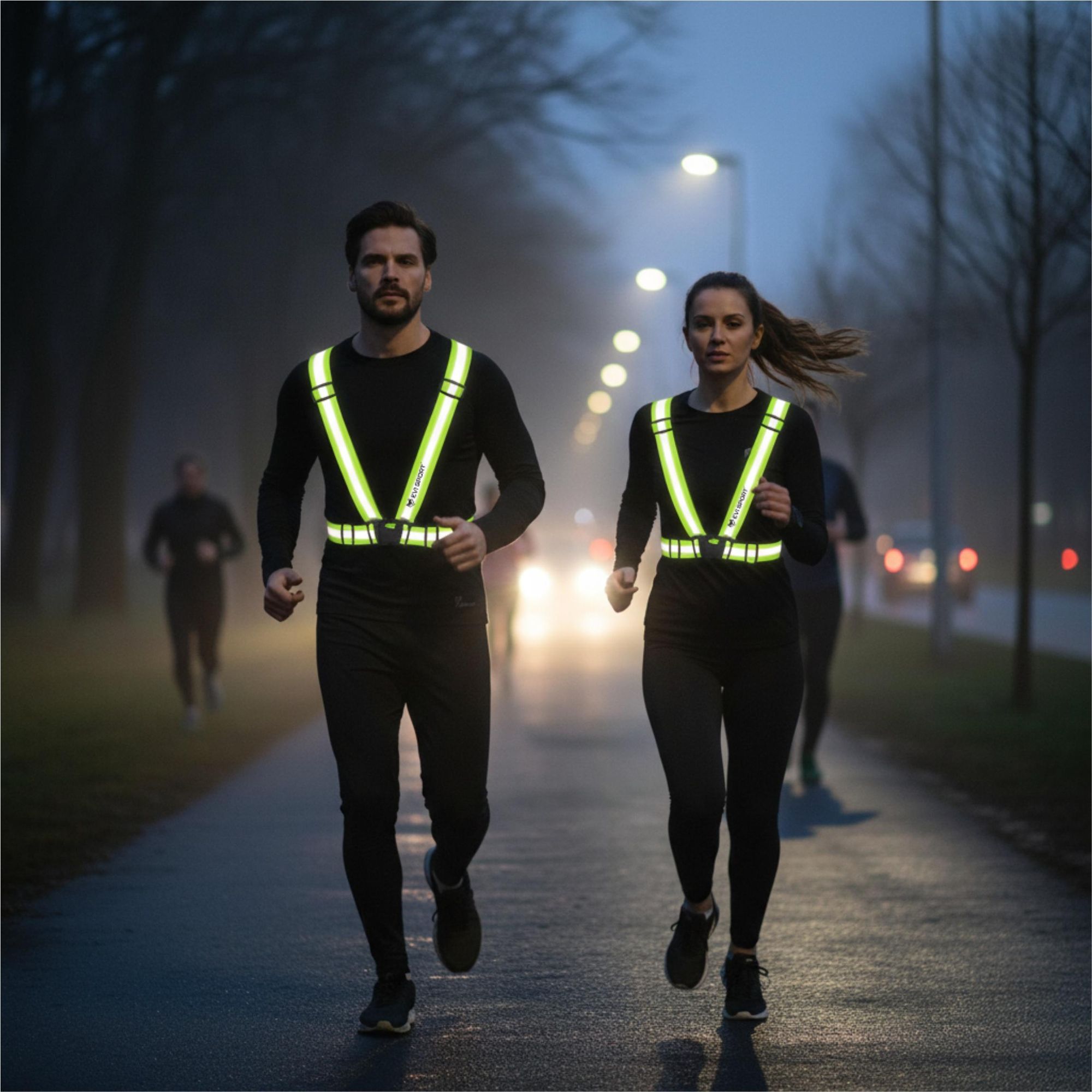 Reflektierende Weste Sicherheitsgeschirr verstellbar, Reflektor Hosenträger für Fahrrad Motorrad Laufen & Joggen, EVI SPORT ActiveStride Neongelb