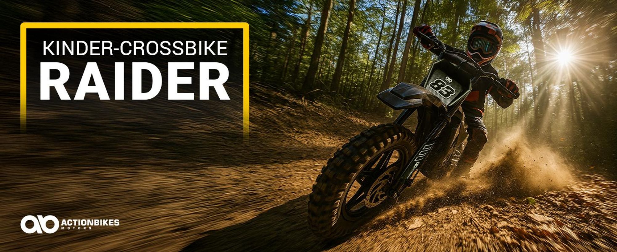 Actionbikes Motors Kinder Crossbike Raider | Elektro Kindermotorrad - Motocrossbike - Pocketbike - Motorrad Bike - Scheibenbremsen vorne und hinten