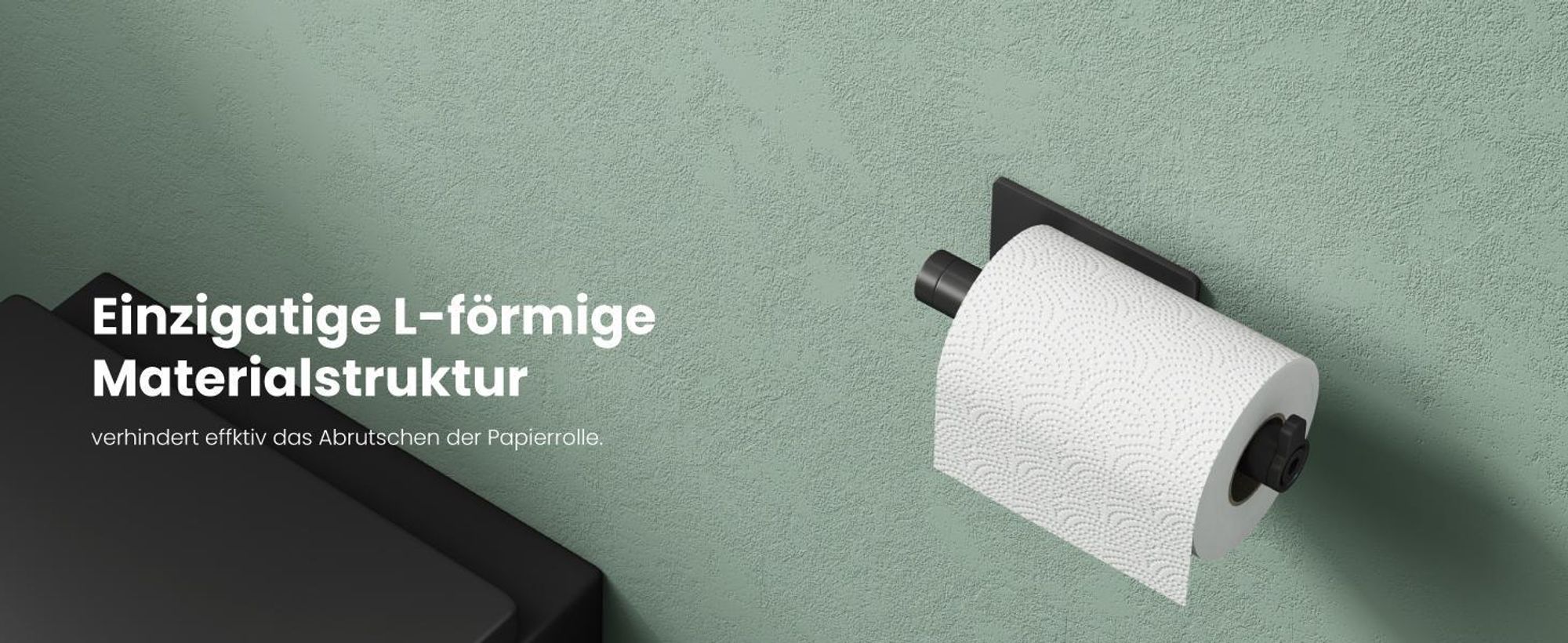 Mai & Mai Toilettenpapierhalter ohne Bohren, Klopapierhalter WC aus Edelstahl, Toilettenpapier Halterung Rollenhalter Matt weiß Lino-02