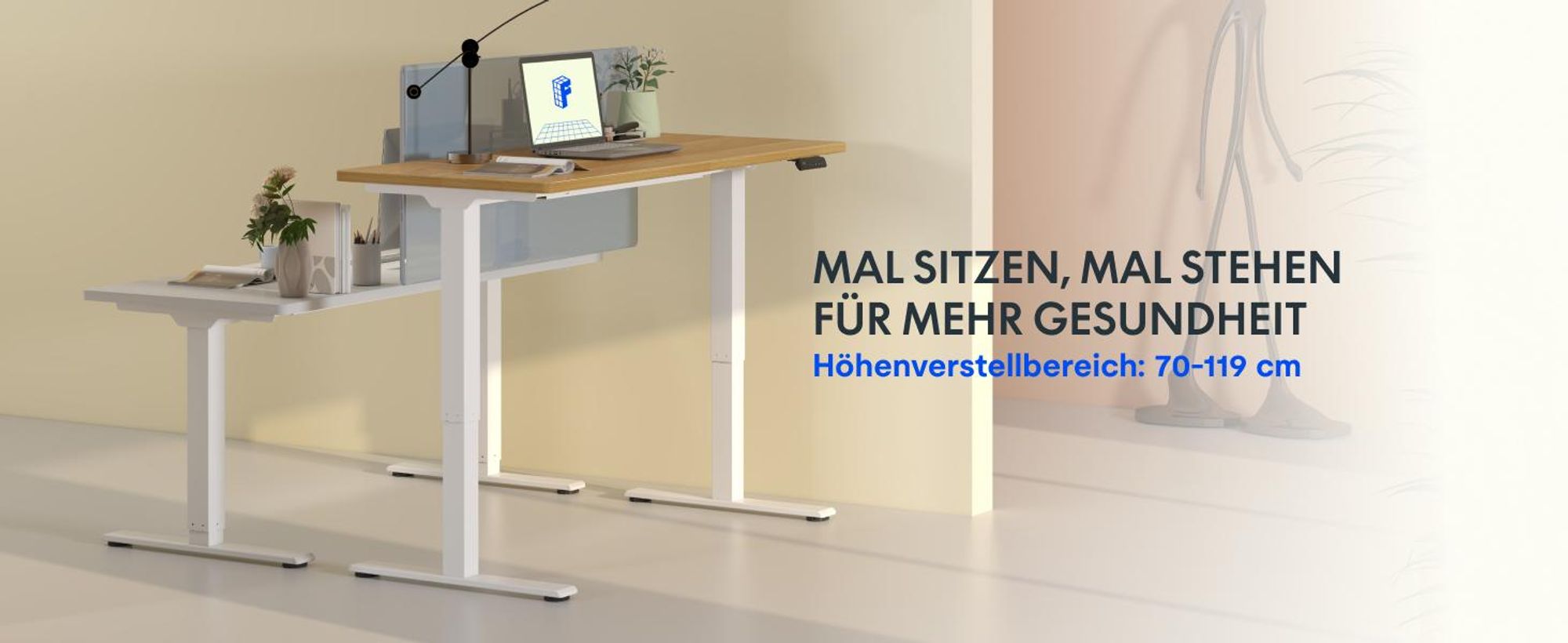 FLEXISPOT Höhenverstellbarer Schreibtisch 140x80cm, Bambus-Tischplatte, 2 starke Motoren, 120 kg Tragkraft, 4 Speicherplätze, Premium-Zubehör-Set Weiß