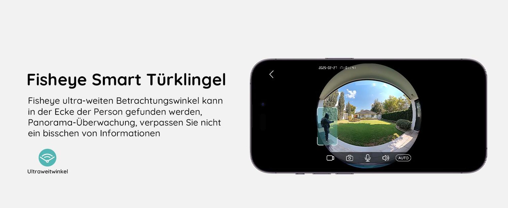 2K video deurbel met camera, Wi-Fi, batterij, 32GB opslag, 2,4GHz Wi-Fi, 180° ultrabreed gezichtsveld, draadloze deurbel