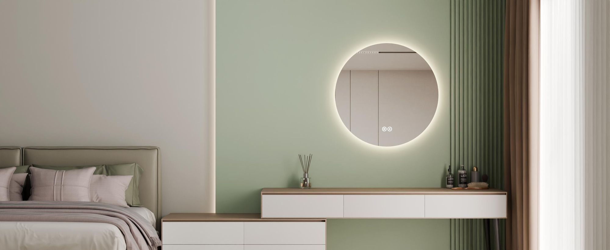S'AFIELINA LED Badspiegel Rund Badezimmerspiegel Wandspiegel mit Touch-Schalter,3 Lichtfarbe 3000/4000/6500K 70 cm