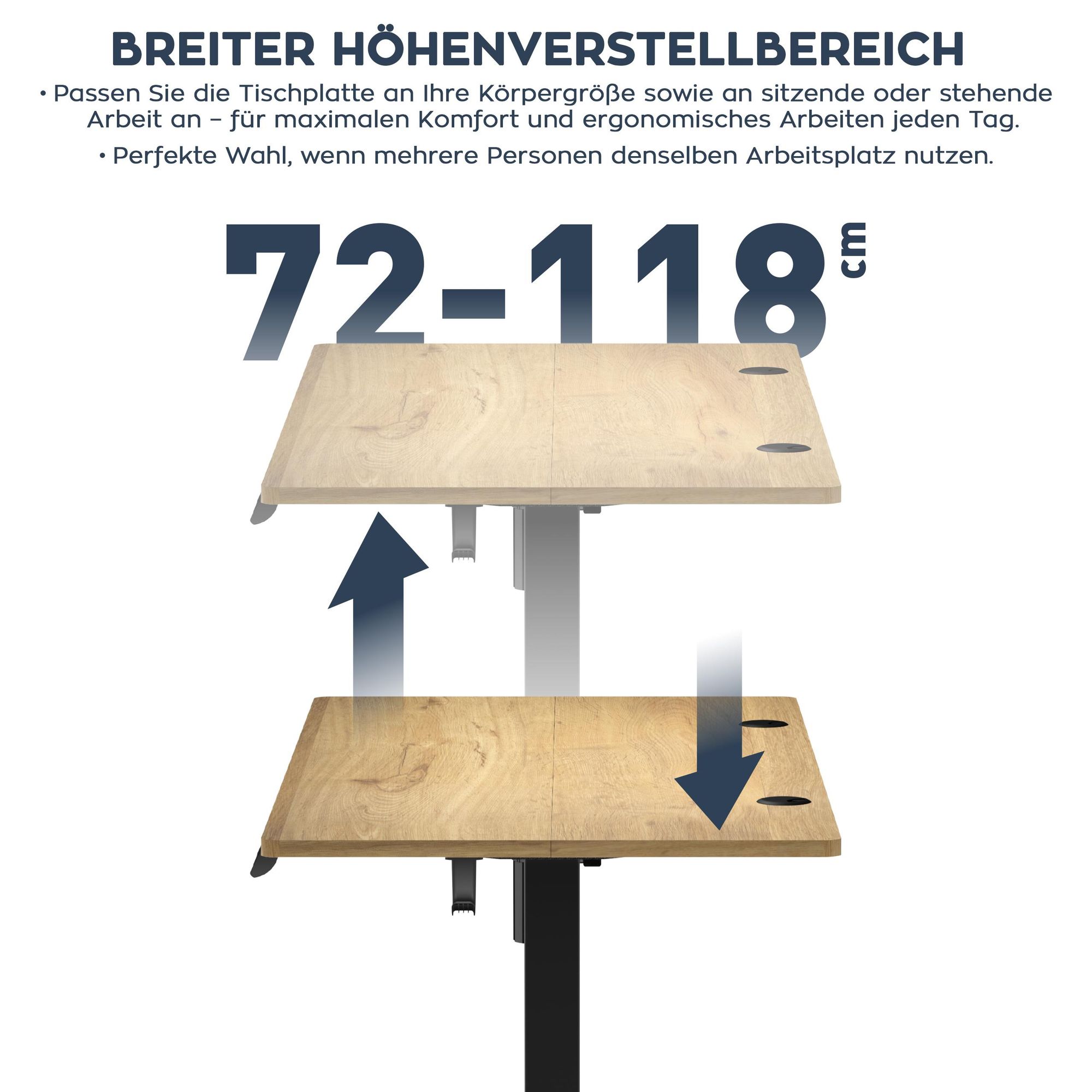 MARK ADLER Leader 7.0 | Höhenverstellbarer Schreibtisch Elektrisch Bürotisch Stehtisch | 120x60 cm | 3 Memory-Steuerung | Memoboard | Schwarz Eiche