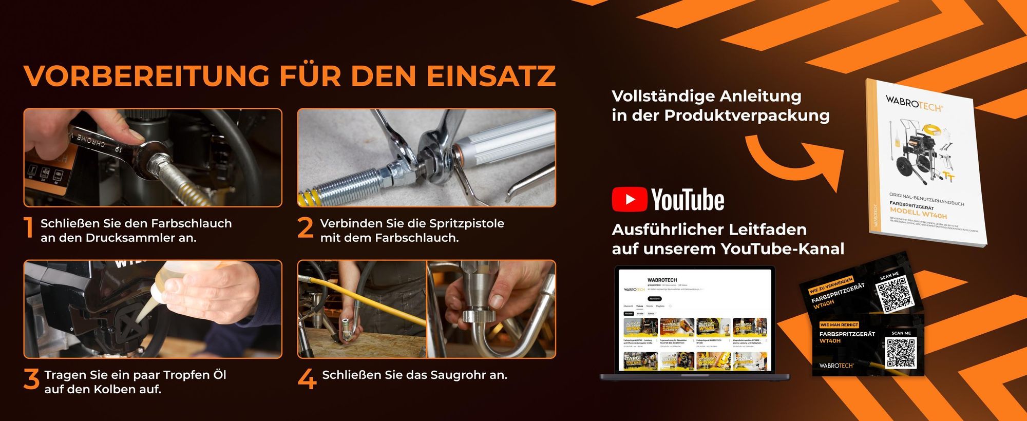 Farbsprühgerät WABROTECH WT40H Airless Farbsprühsystem mit Transporträdern, Airless Spritzgerät, 4 L/min